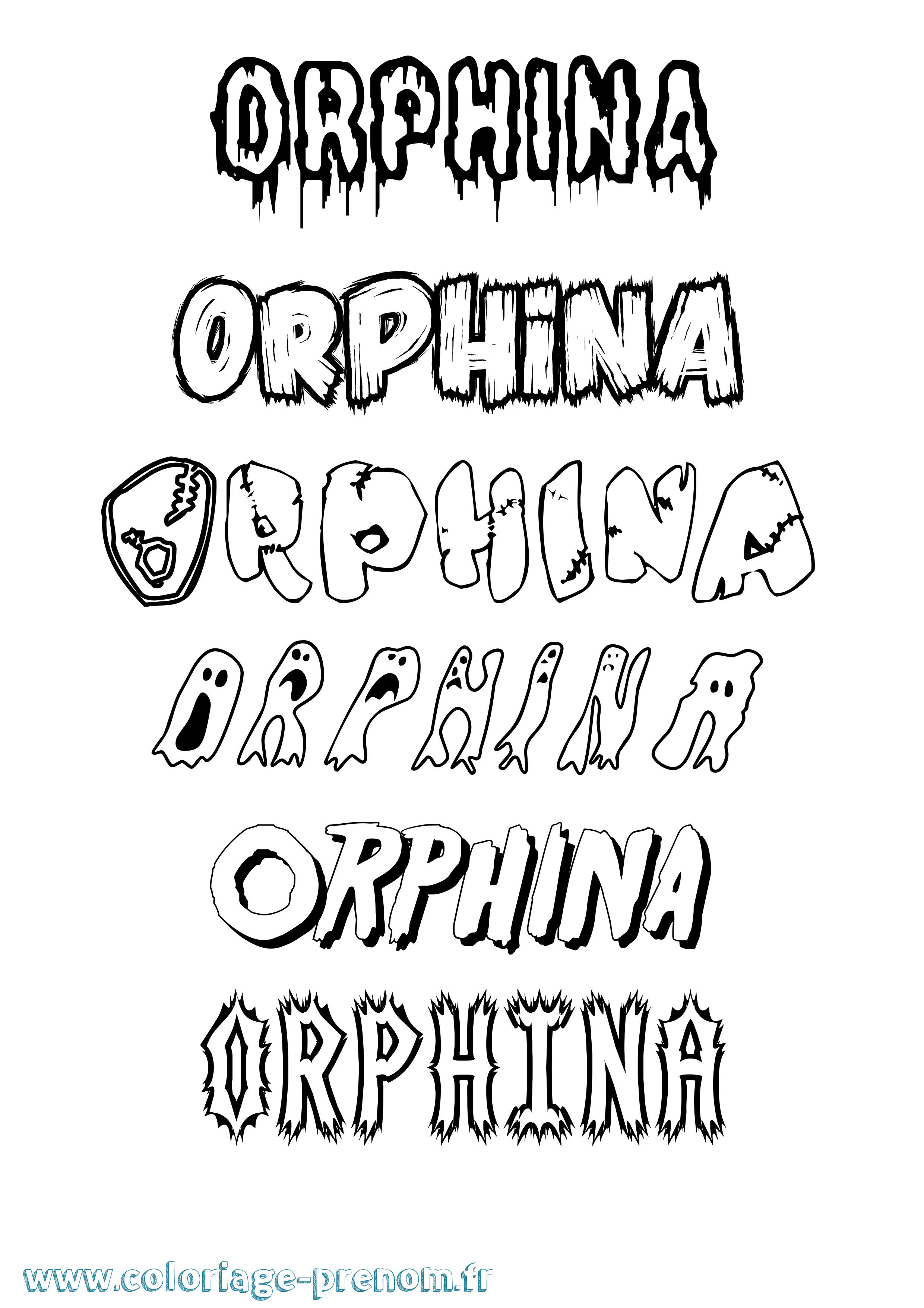Coloriage Orphina Frisson Coloriage prénom Orphina Frisson
