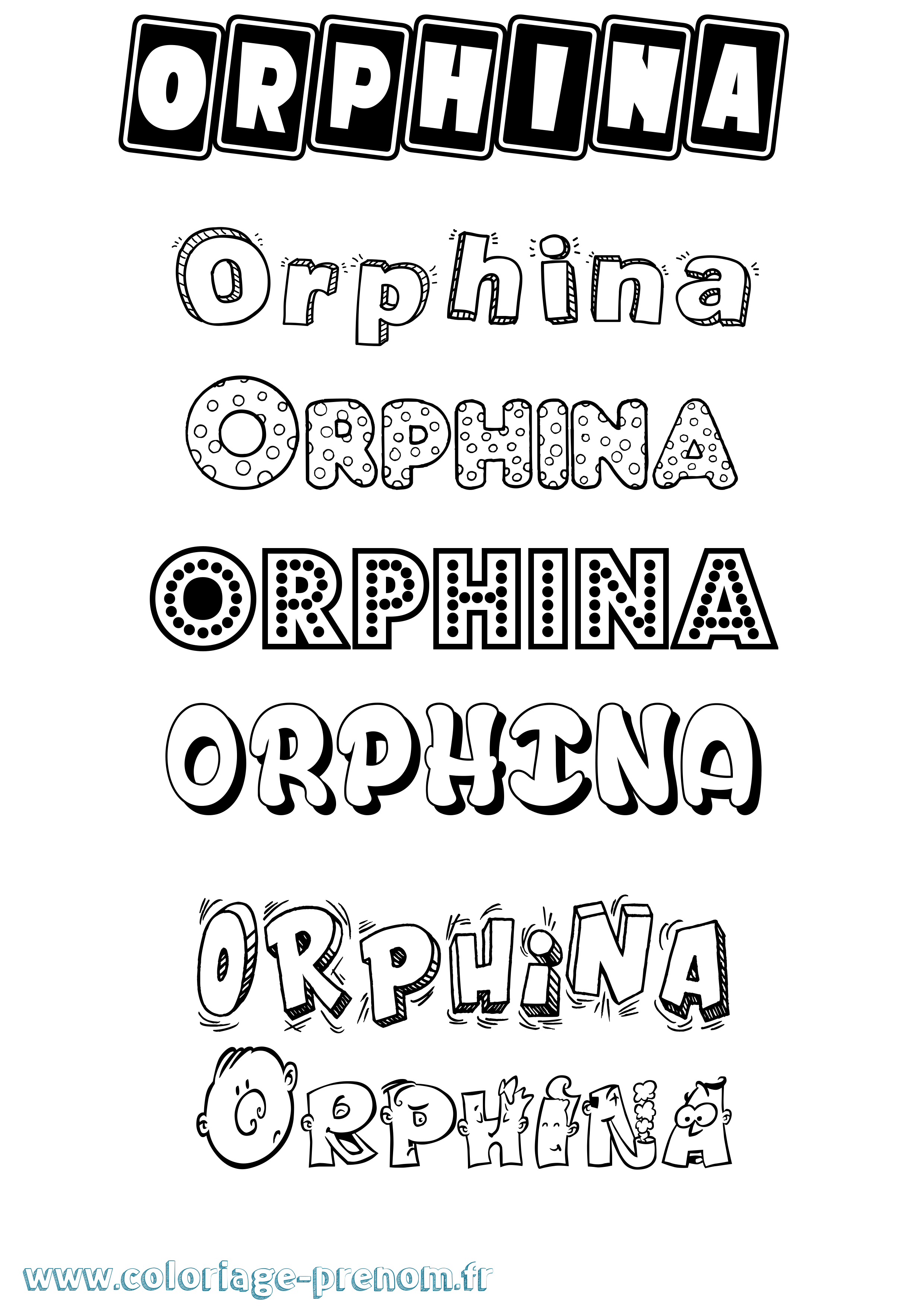 Coloriage Orphina Fun Coloriage prénom Orphina Fun
