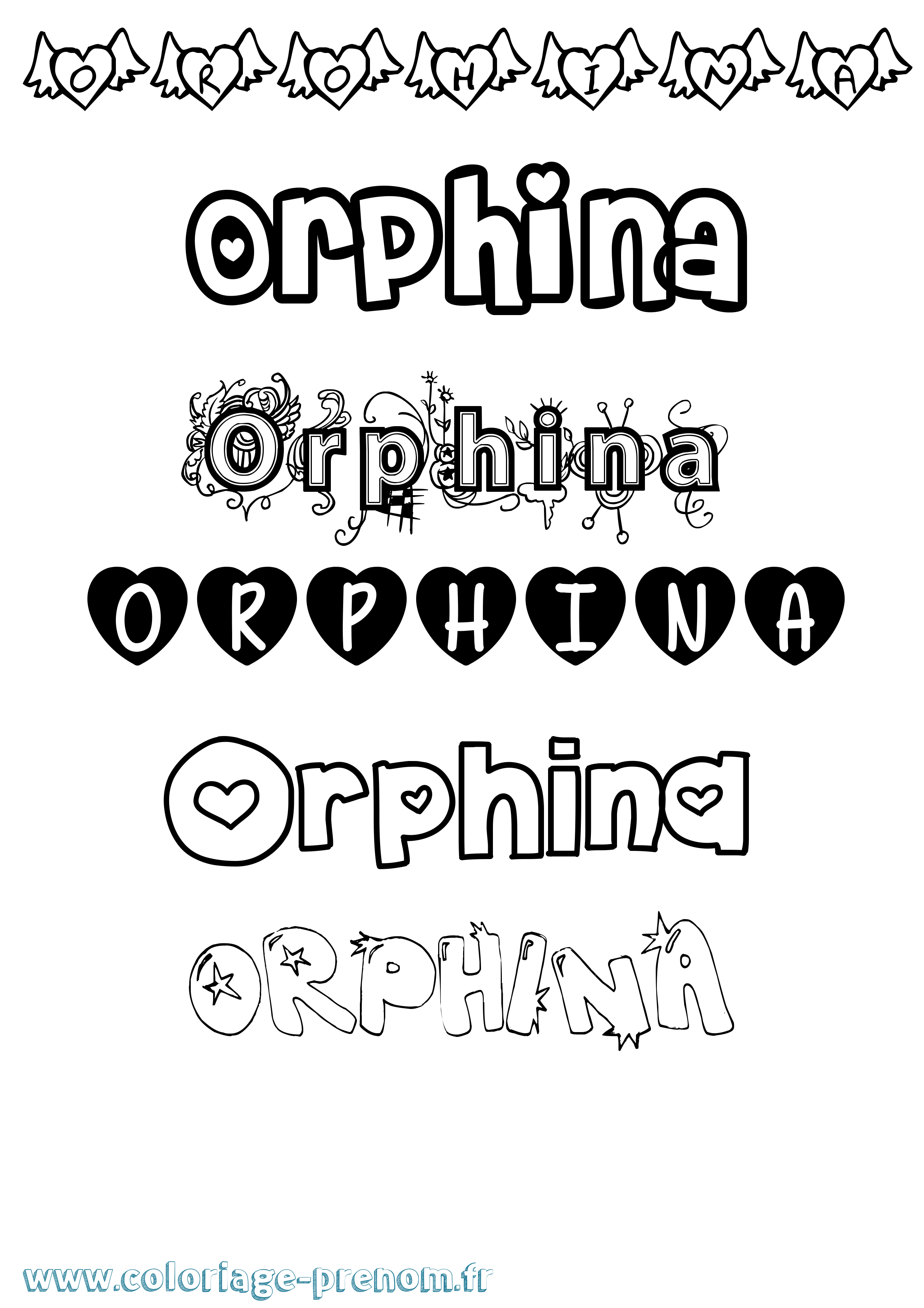 Coloriage Orphina Girly Coloriage prénom Orphina Girly