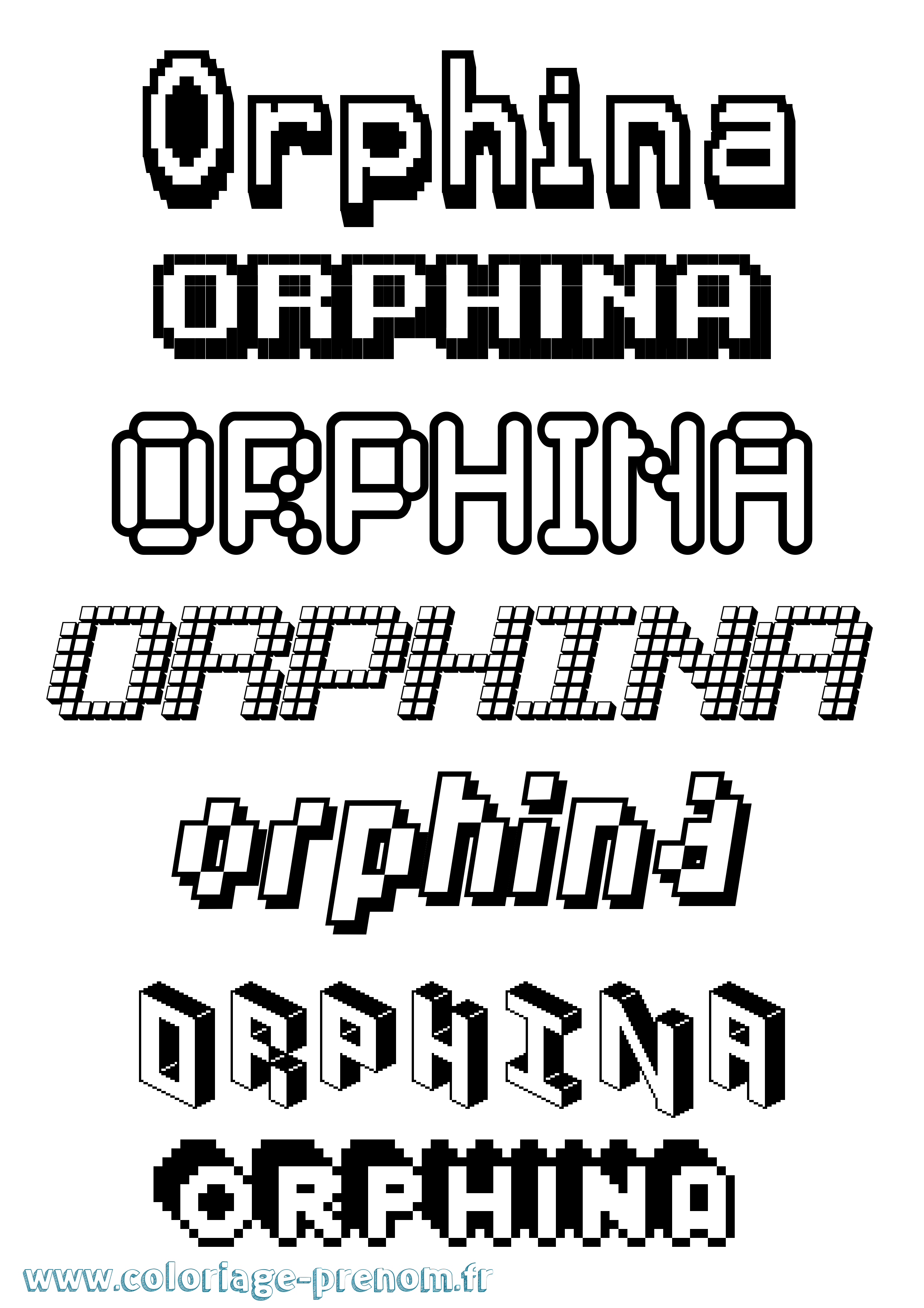 Coloriage Orphina Pixel Coloriage prénom Orphina Pixel