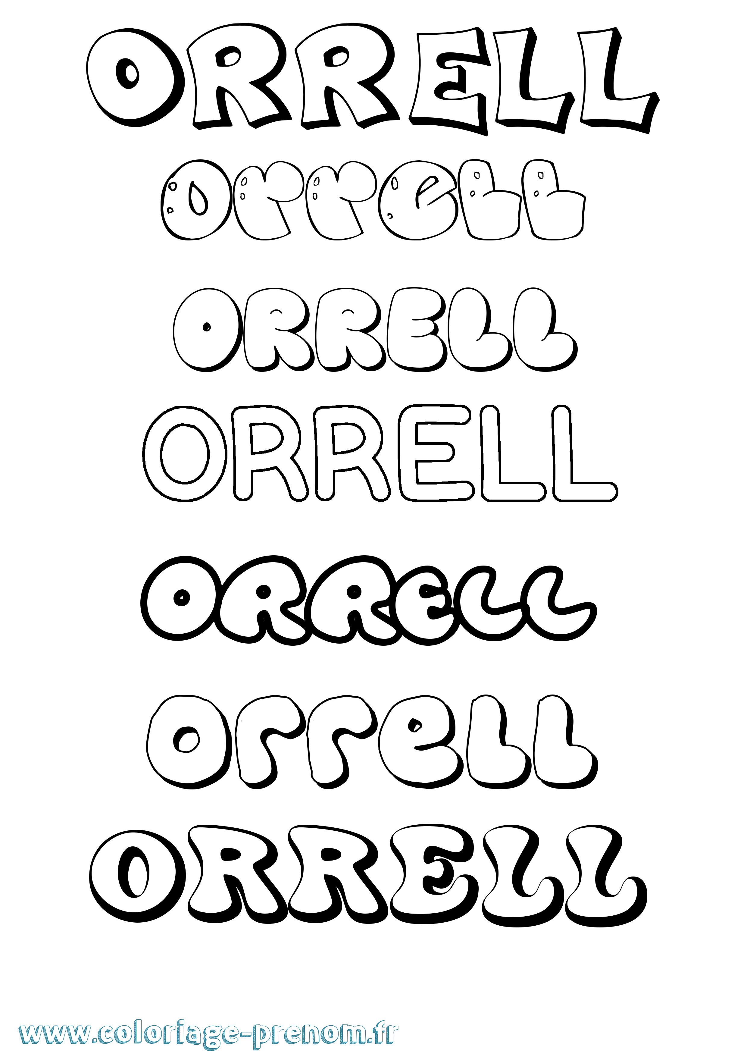 Coloriage Orrell Bubble Coloriage prénom Orrell Bubble