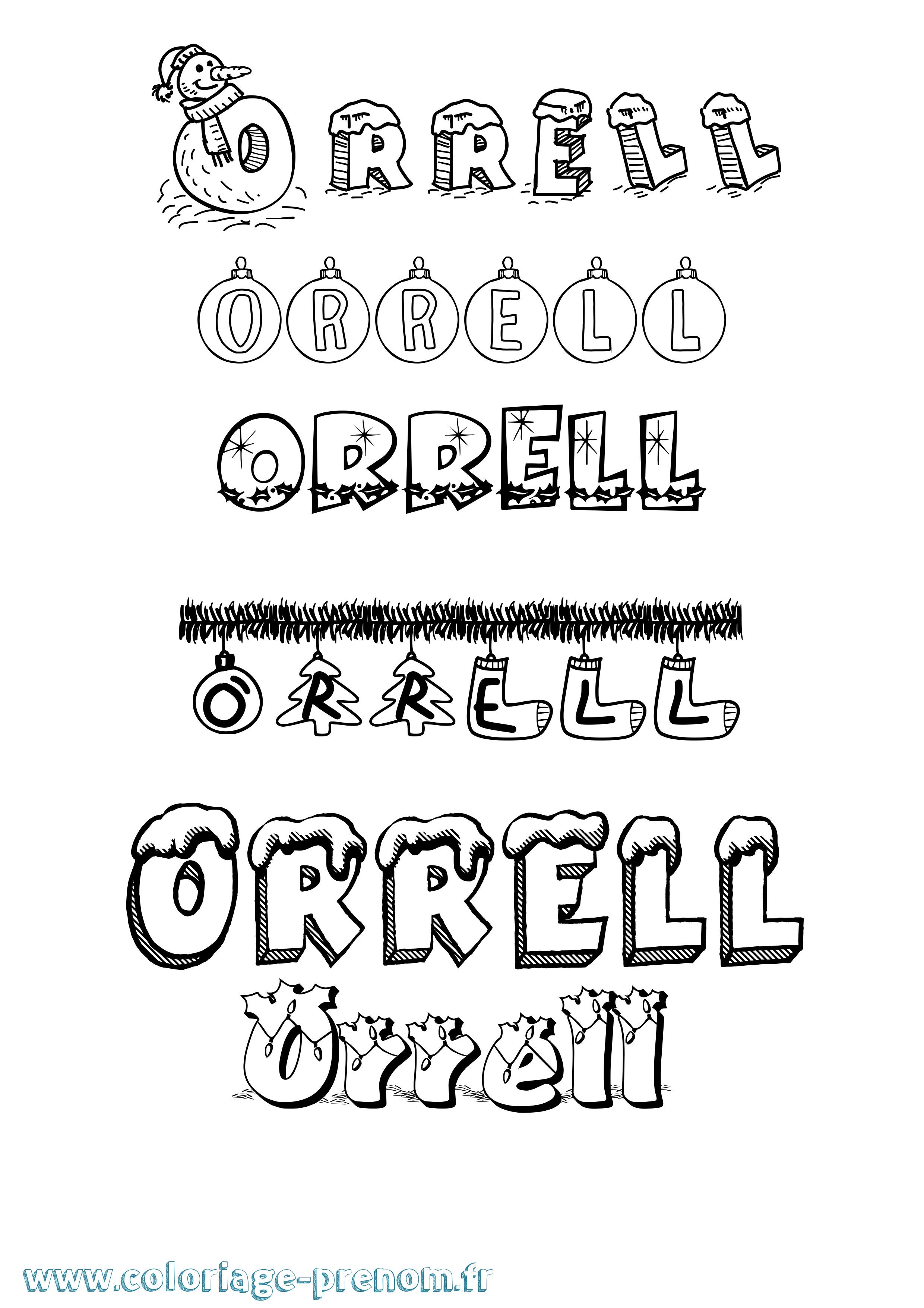 Coloriage Orrell Noël Coloriage prénom Orrell Noël