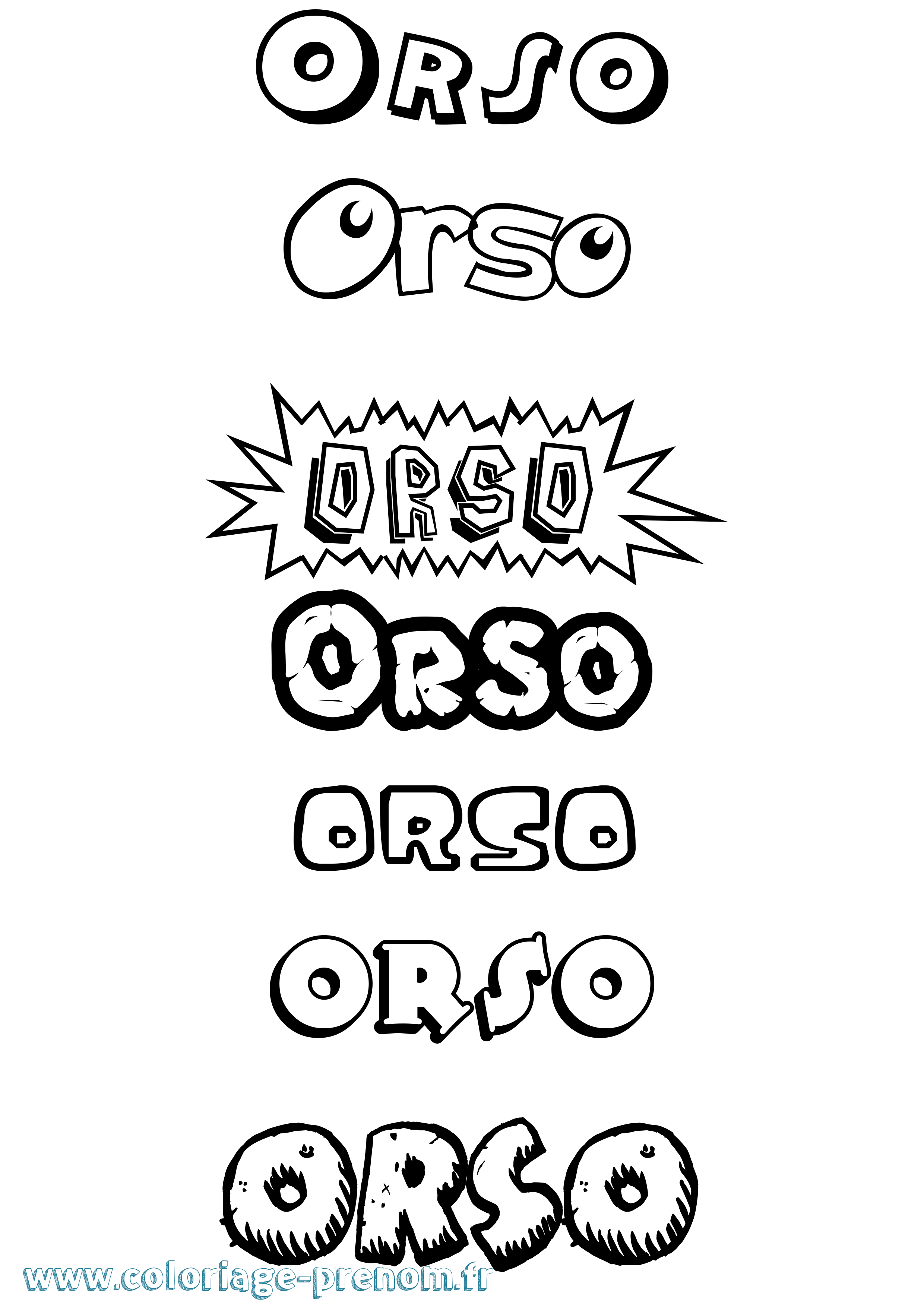 Coloriage Orso Dessin Animé Coloriage prénom Orso Dessin Animé