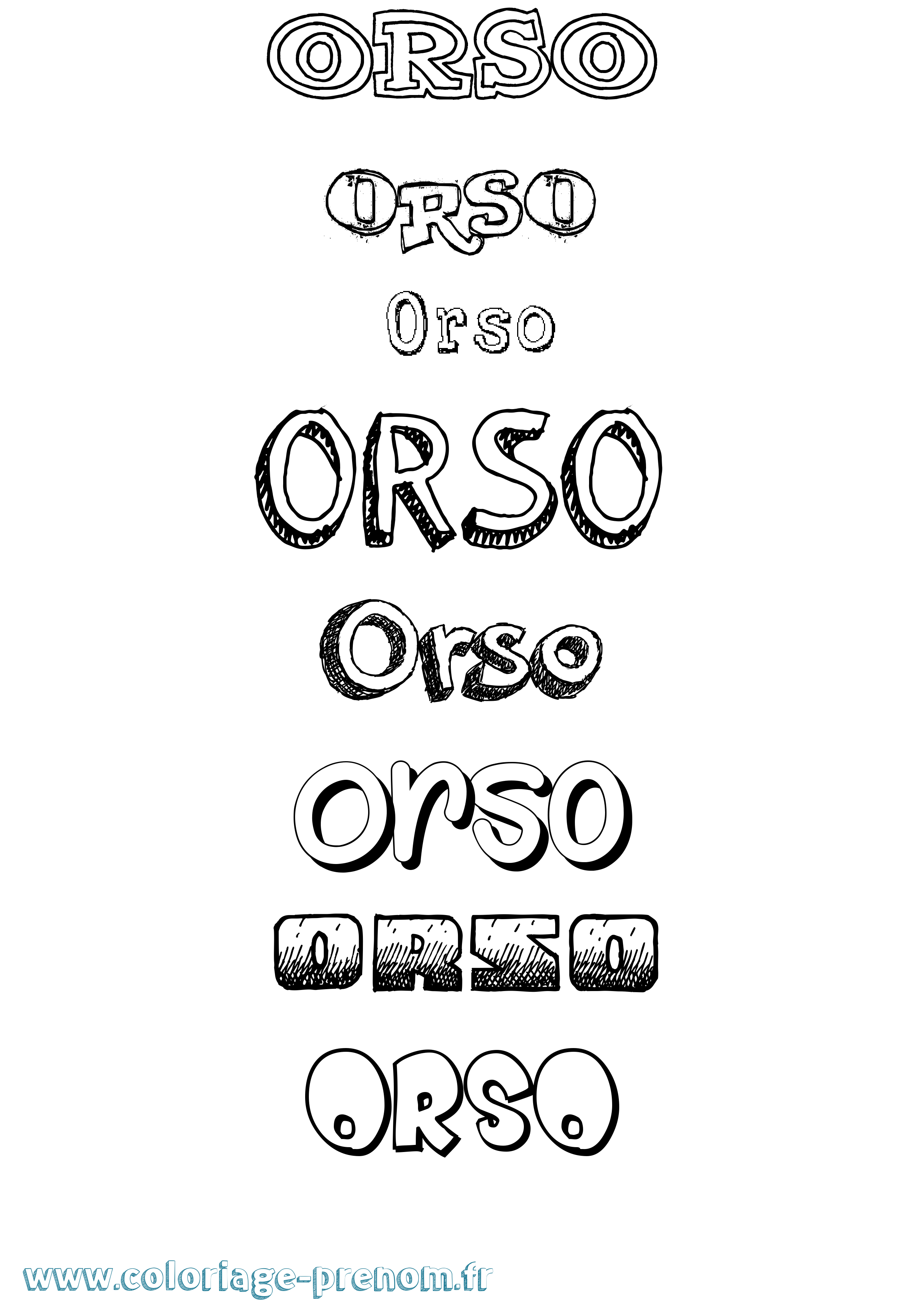 Coloriage Orso Dessiné Coloriage prénom Orso Dessiné