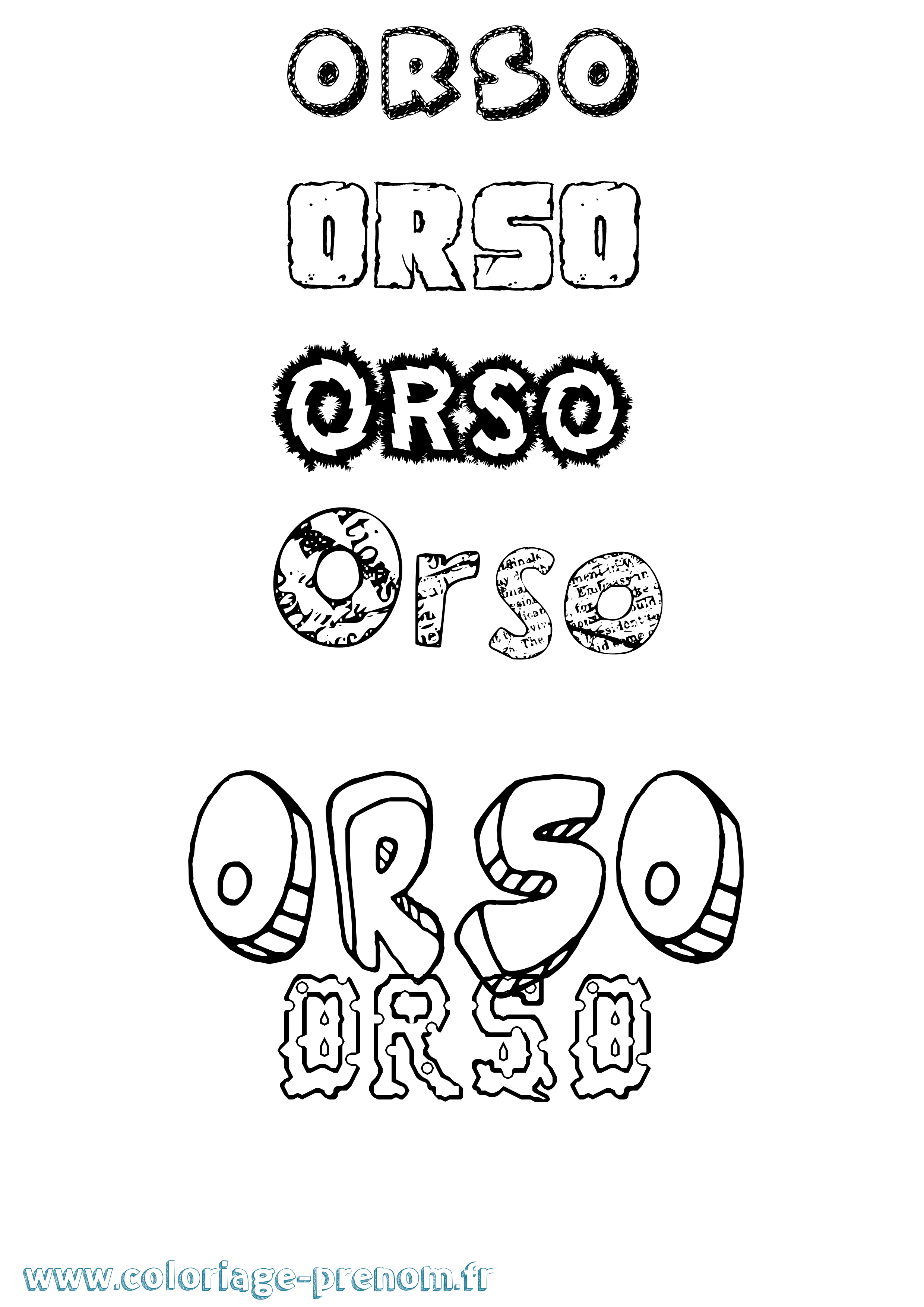 Coloriage Orso Destructuré Coloriage prénom Orso Destructuré