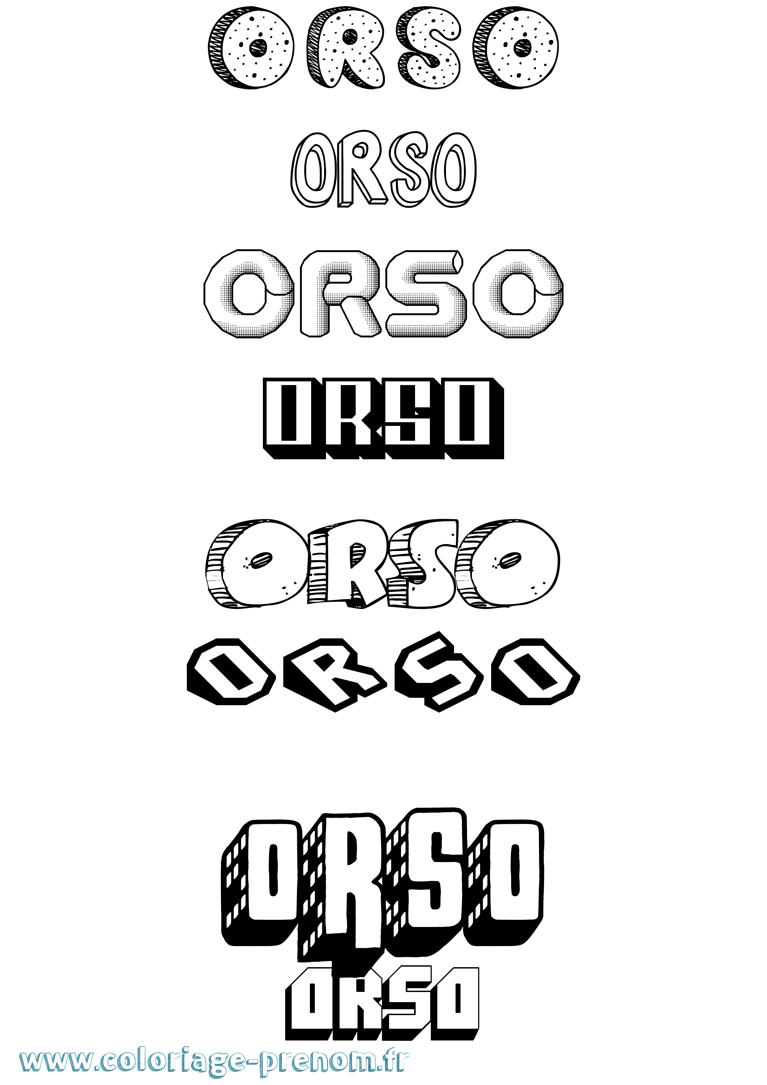 Coloriage Orso Effet 3D Coloriage prénom Orso Effet 3D