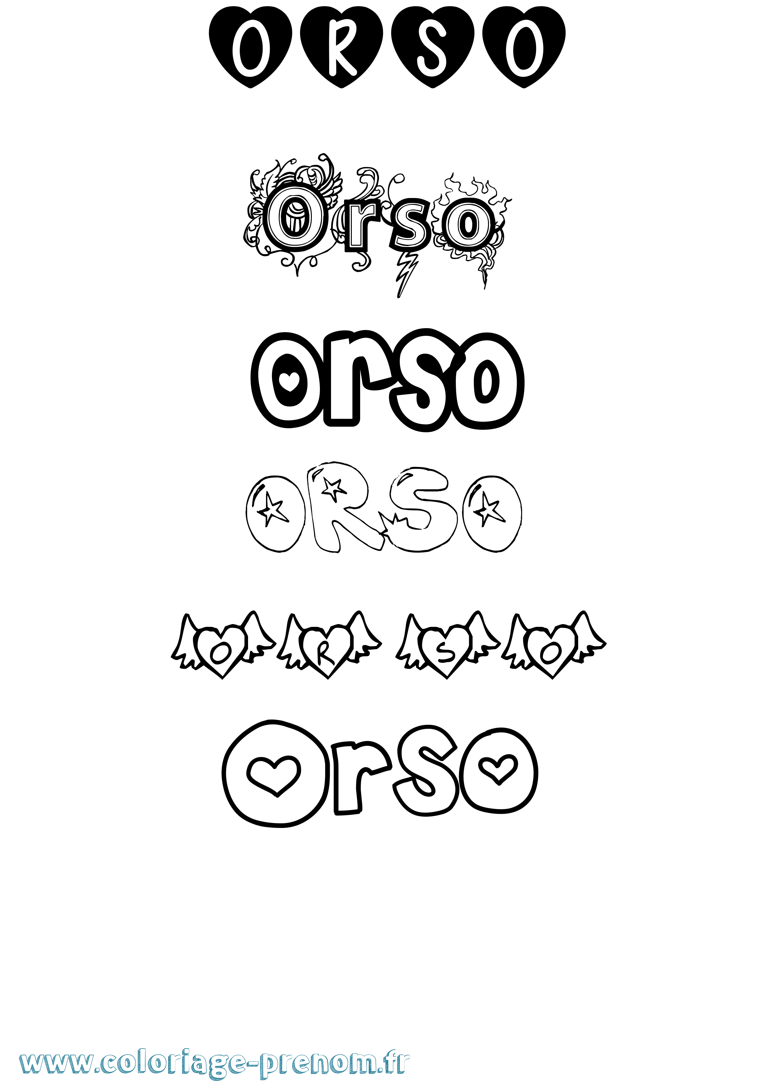 Coloriage Orso Girly Coloriage prénom Orso Girly