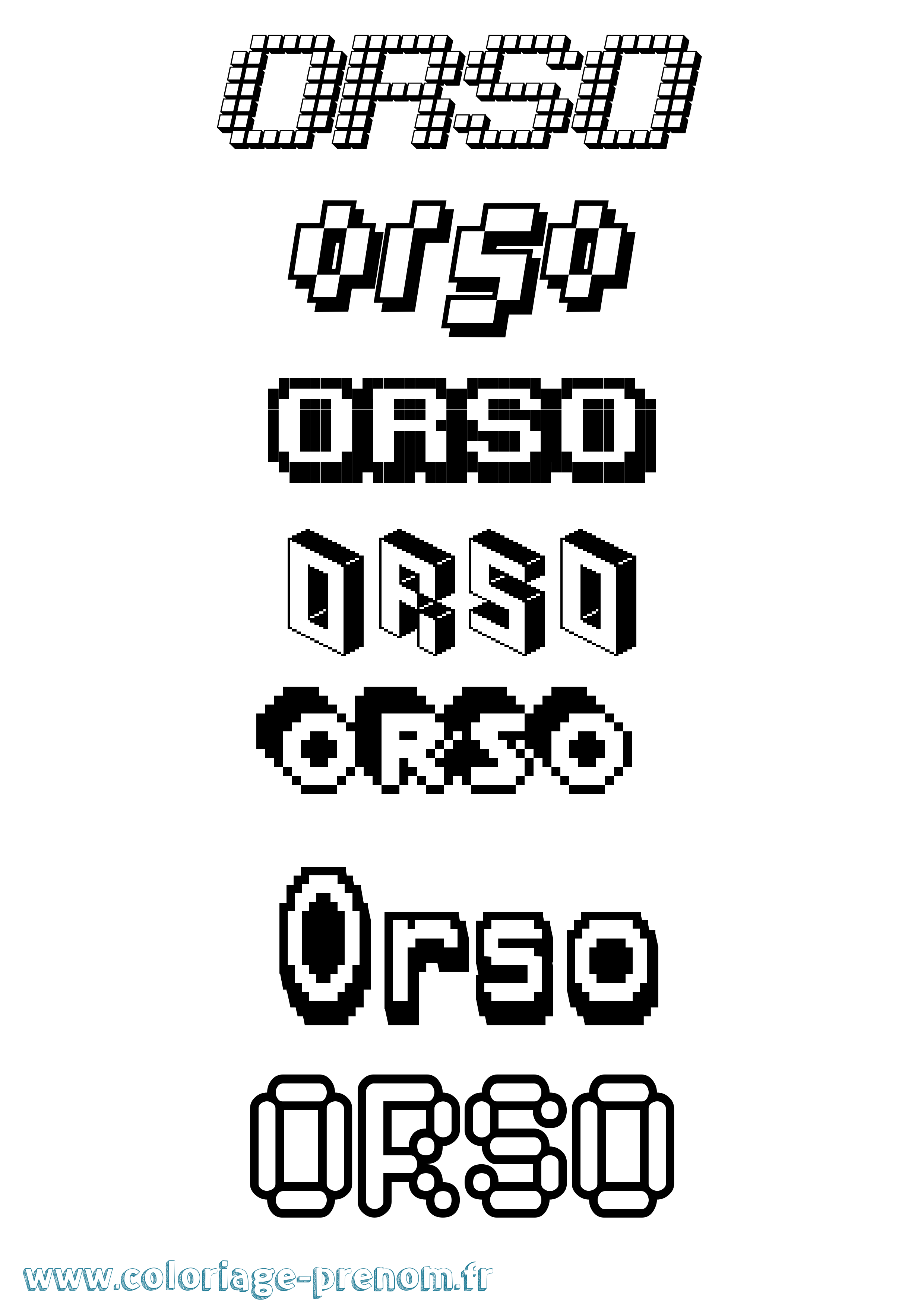 Coloriage Orso Pixel Coloriage prénom Orso Pixel
