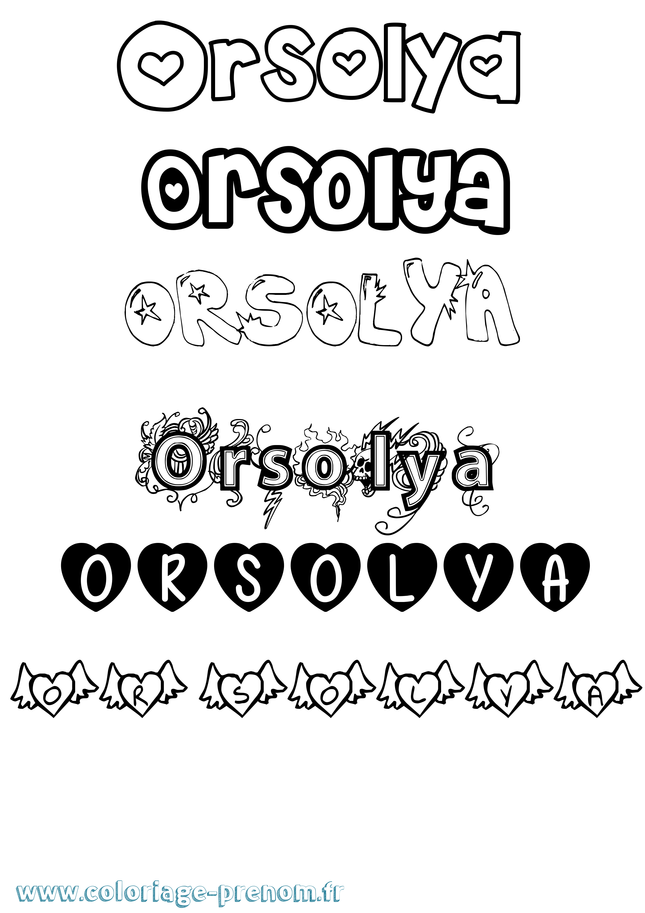 Coloriage Orsolya Girly Coloriage prénom Orsolya Girly