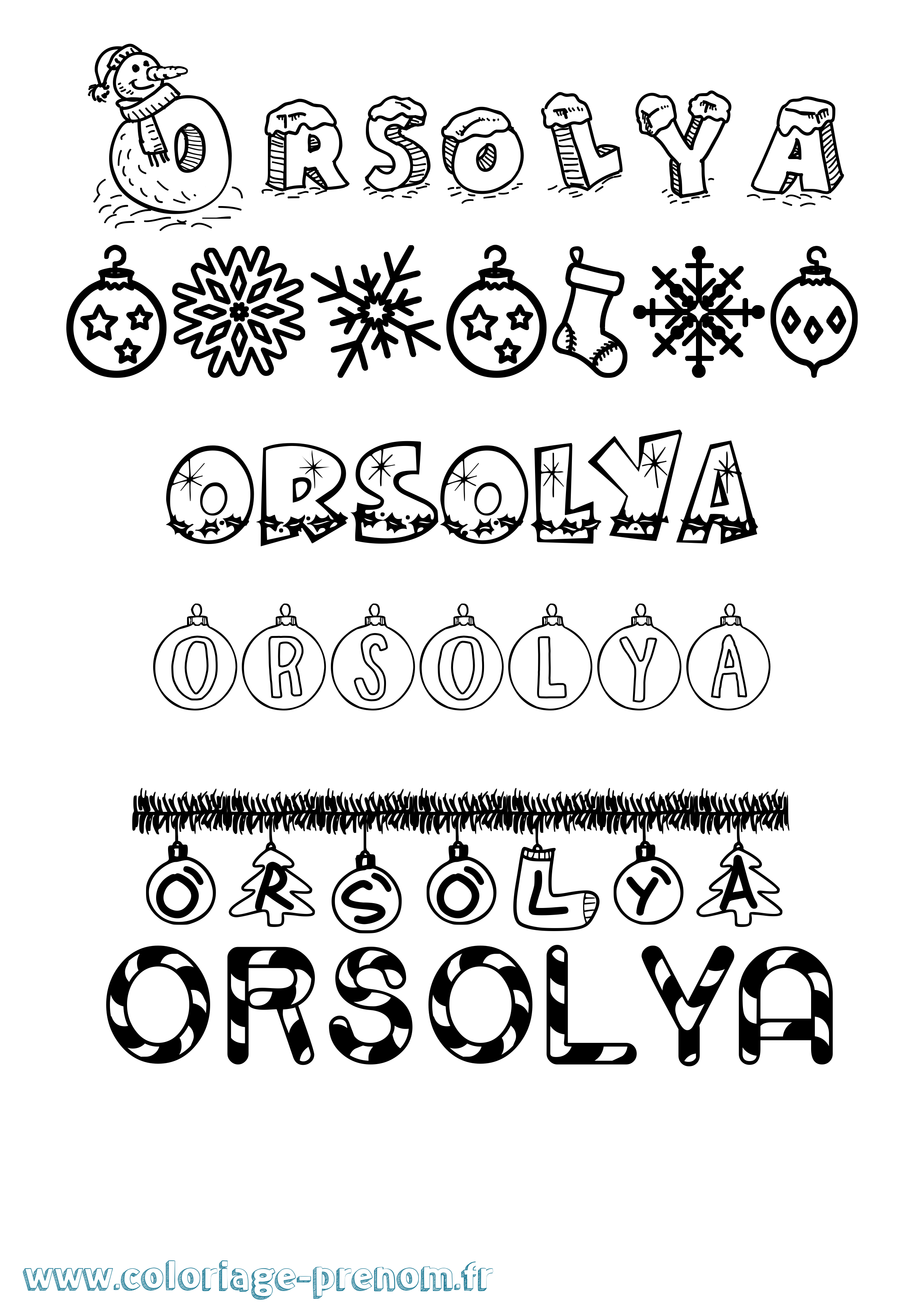 Coloriage Orsolya Noël Coloriage prénom Orsolya Noël