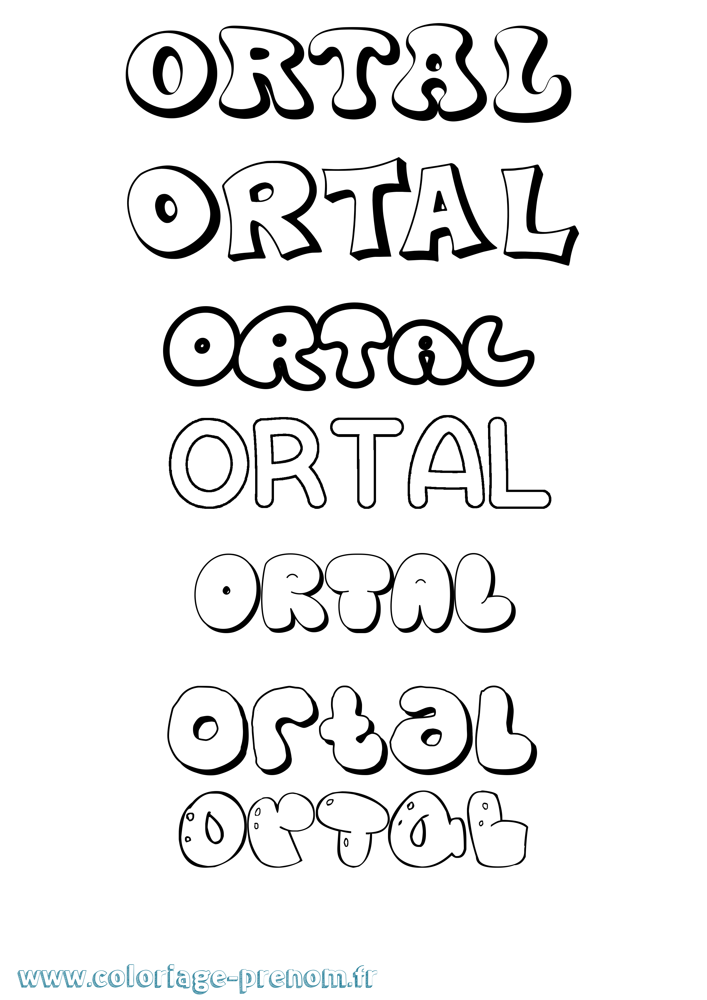 Coloriage Ortal Bubble Coloriage prénom Ortal Bubble