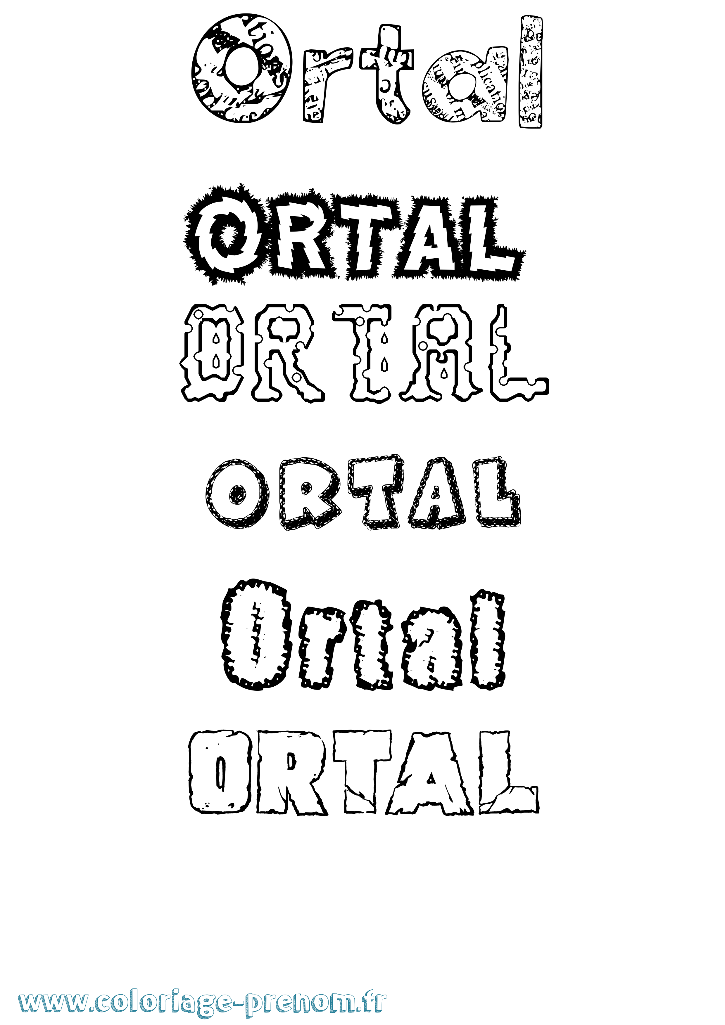 Coloriage Ortal Destructuré Coloriage prénom Ortal Destructuré