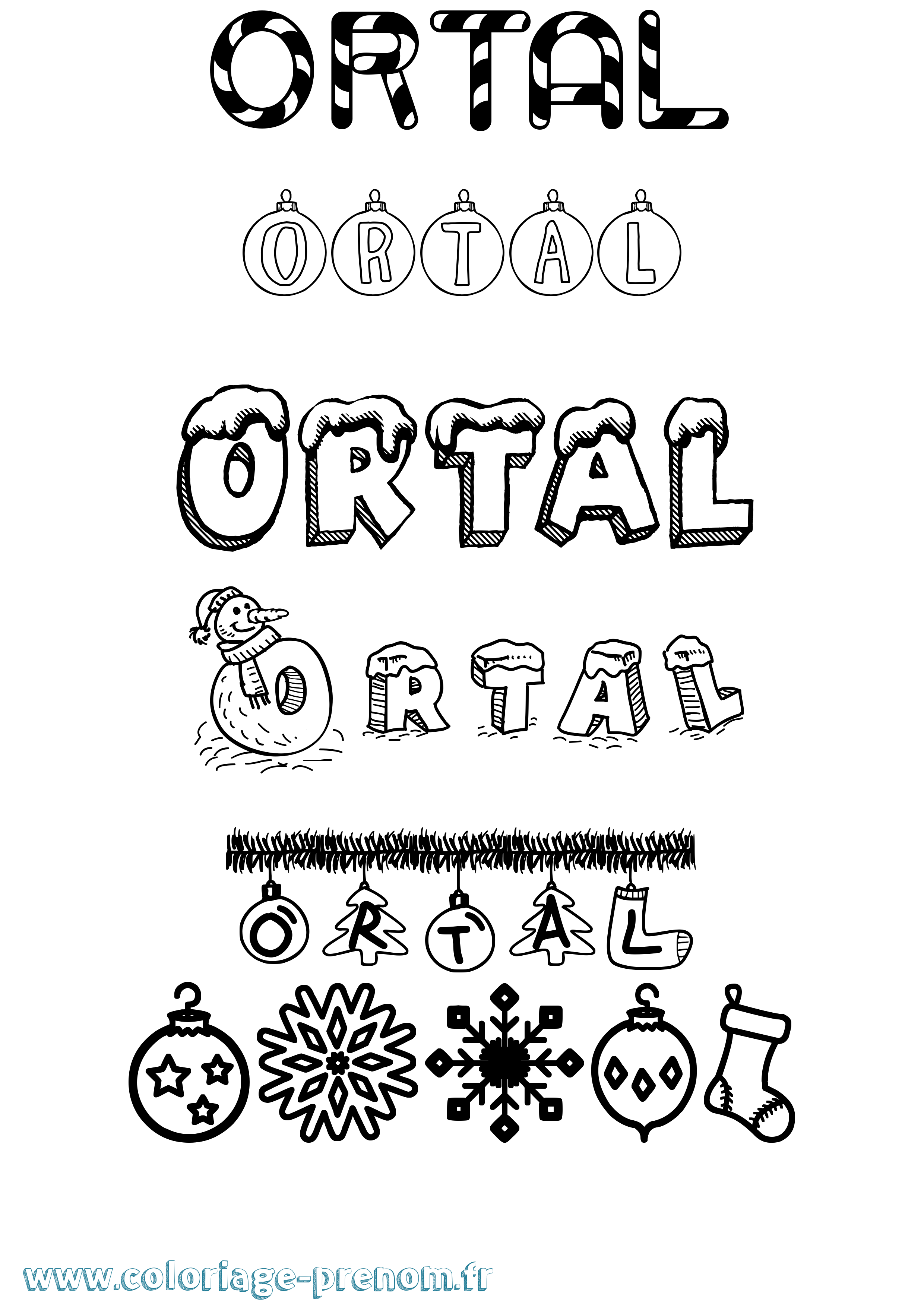 Coloriage Ortal Noël Coloriage prénom Ortal Noël