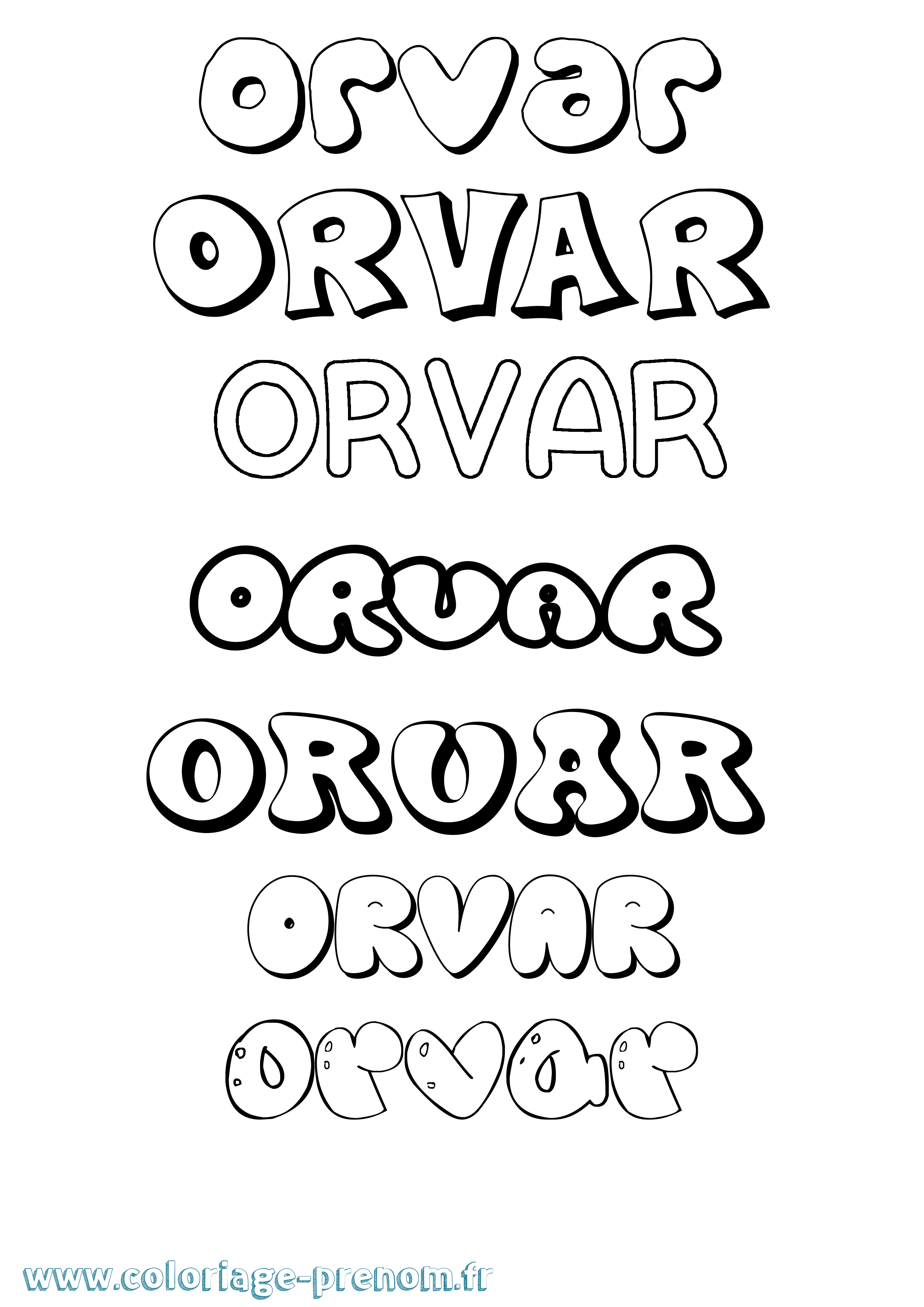 Coloriage Orvar Bubble Coloriage prénom Orvar Bubble