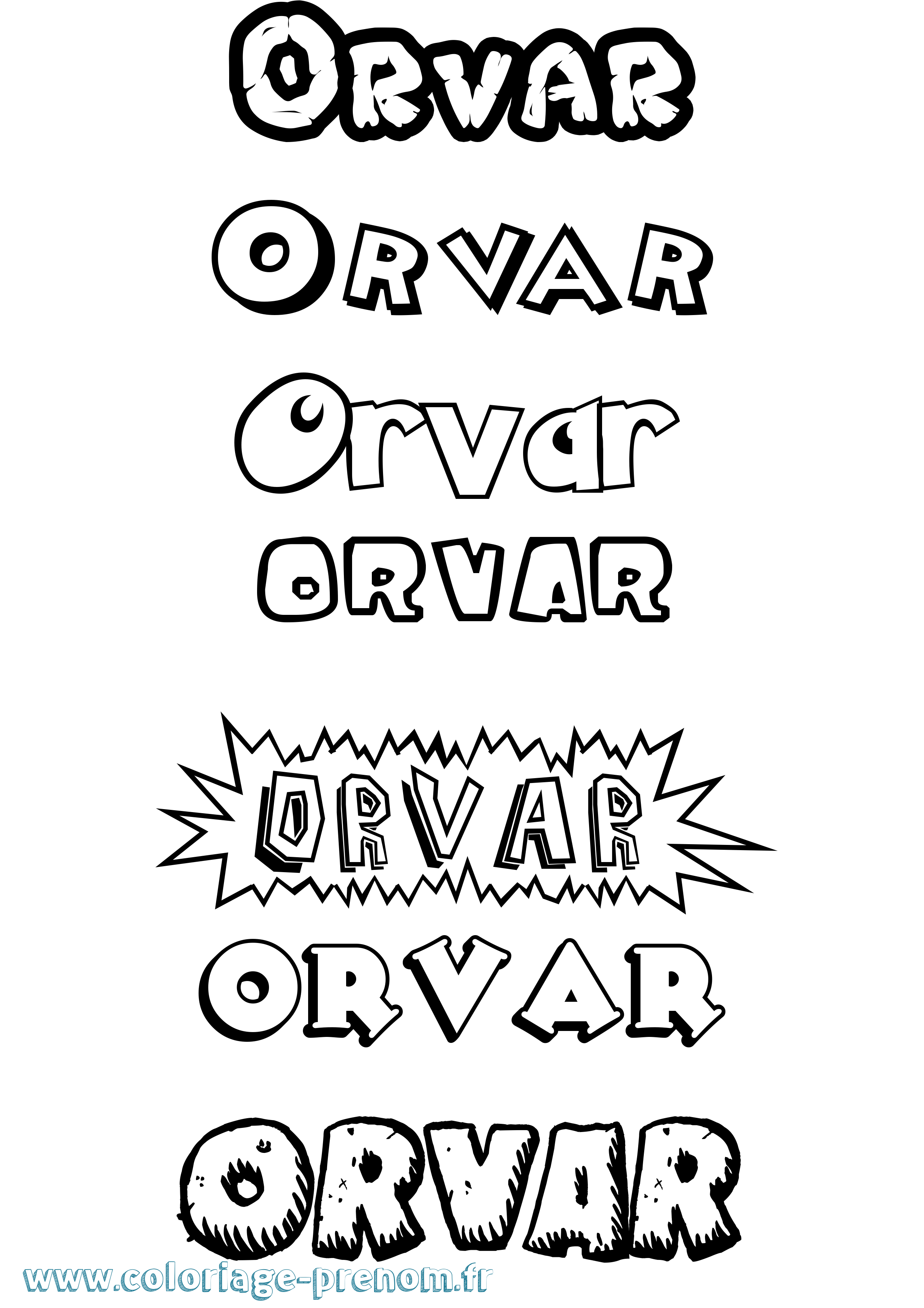 Coloriage Orvar Dessin Animé Coloriage prénom Orvar Dessin Animé