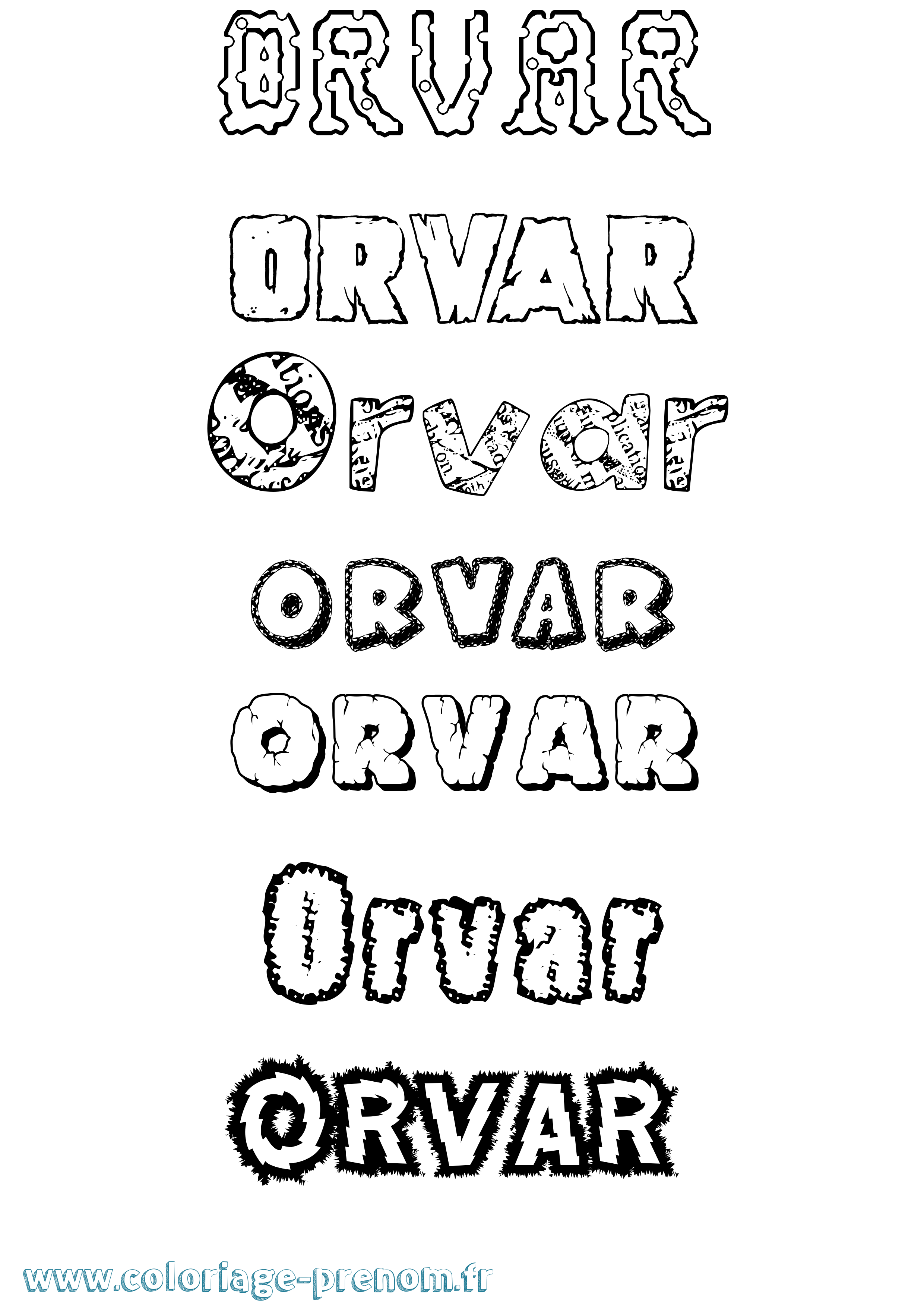 Coloriage Orvar Destructuré Coloriage prénom Orvar Destructuré