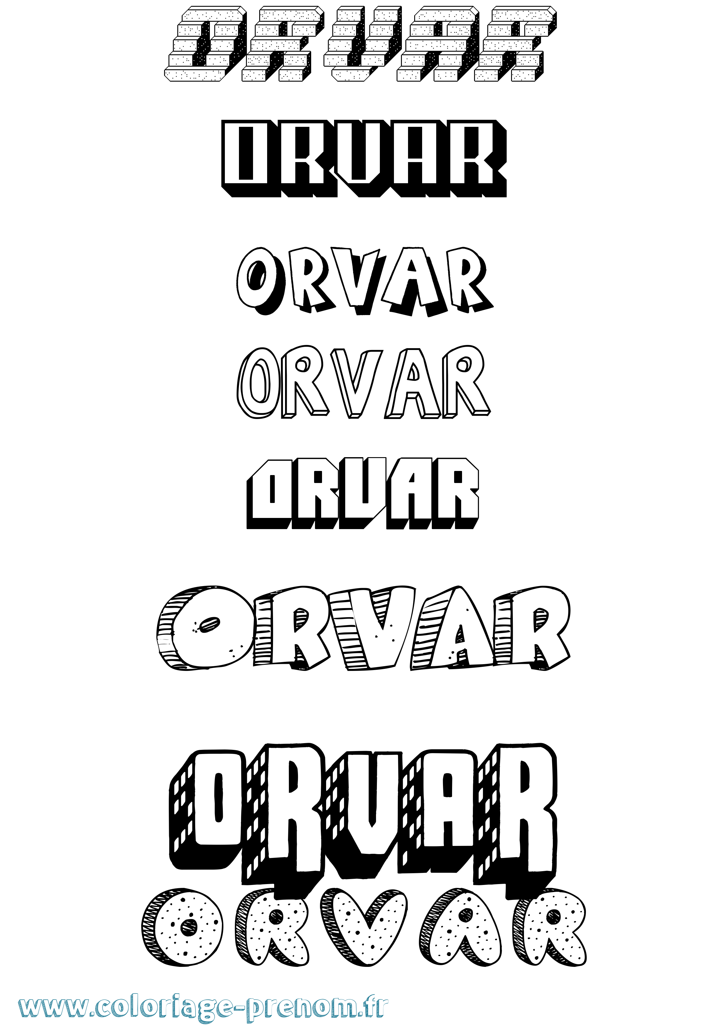 Coloriage Orvar Effet 3D Coloriage prénom Orvar Effet 3D