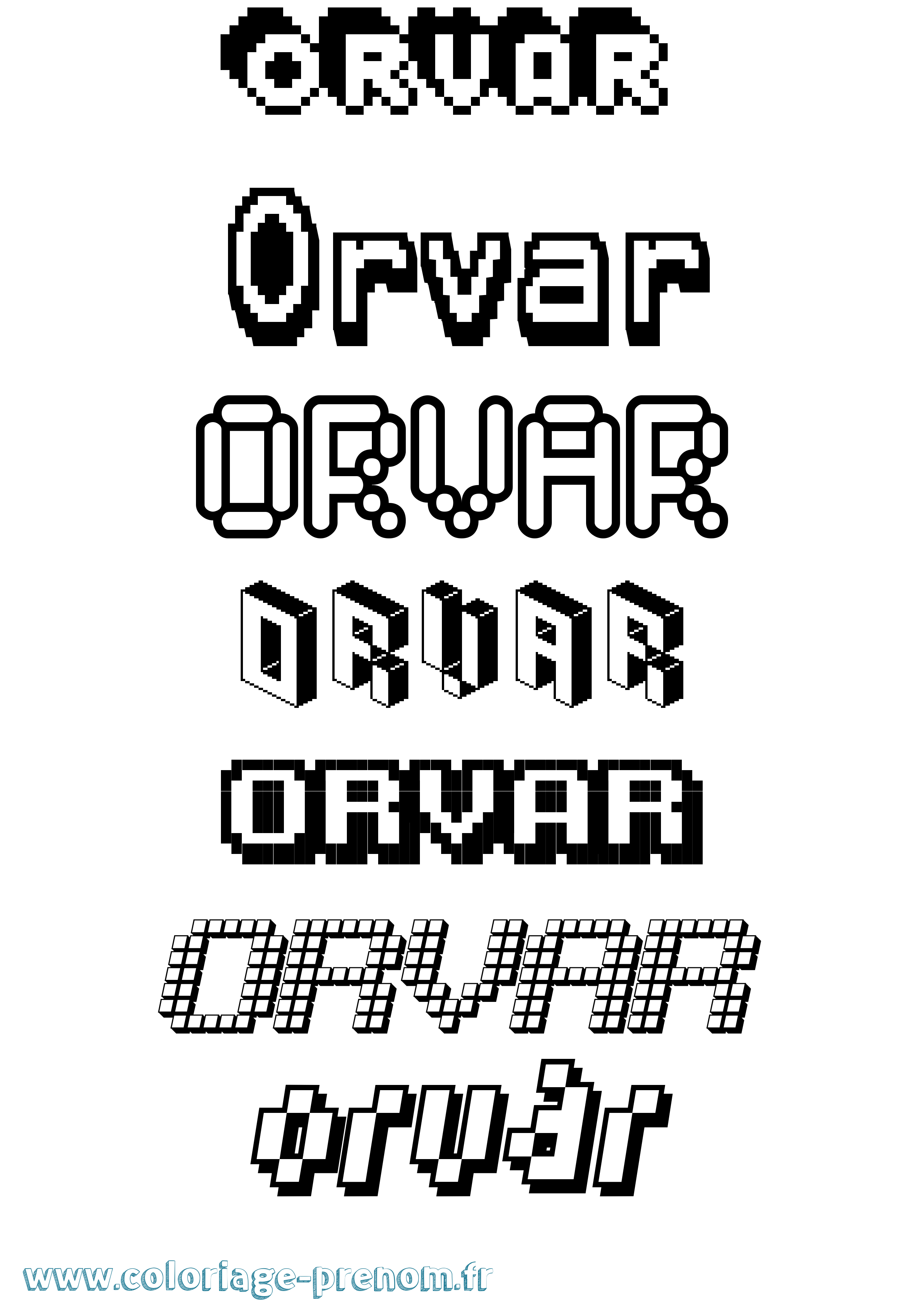 Coloriage Orvar Pixel Coloriage prénom Orvar Pixel