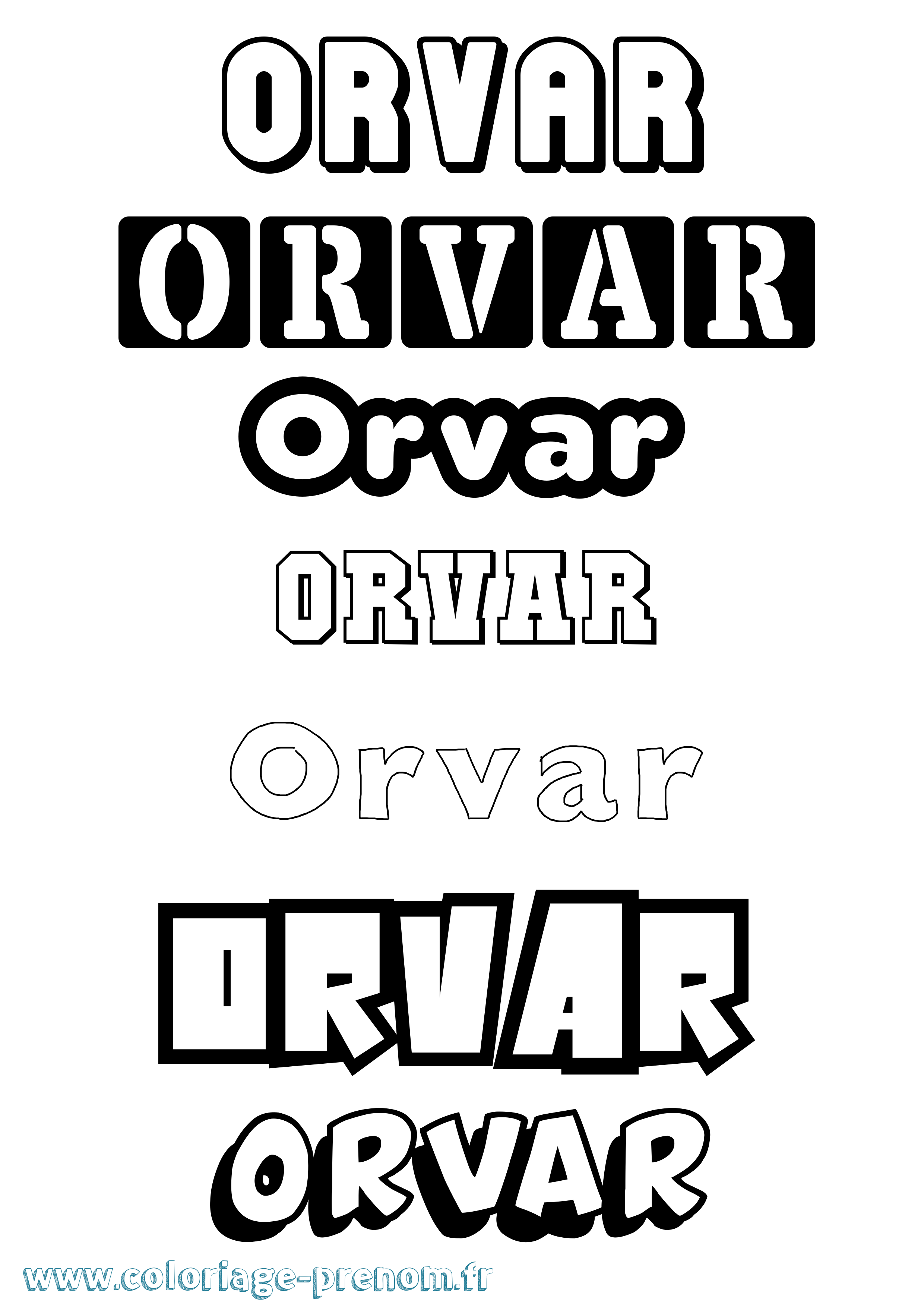 Coloriage Orvar Simple Coloriage prénom Orvar Simple