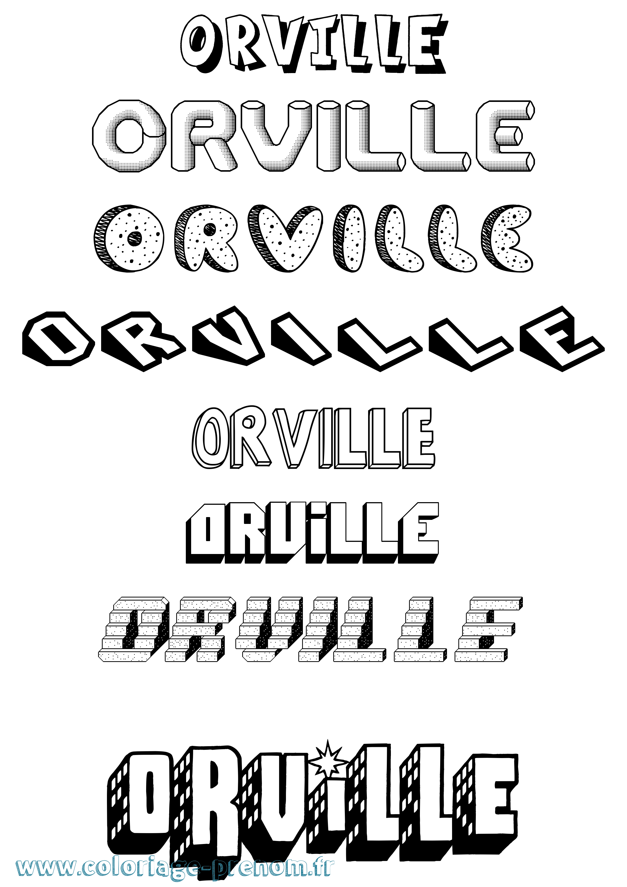 Coloriage Orville Effet 3D Coloriage prénom Orville Effet 3D