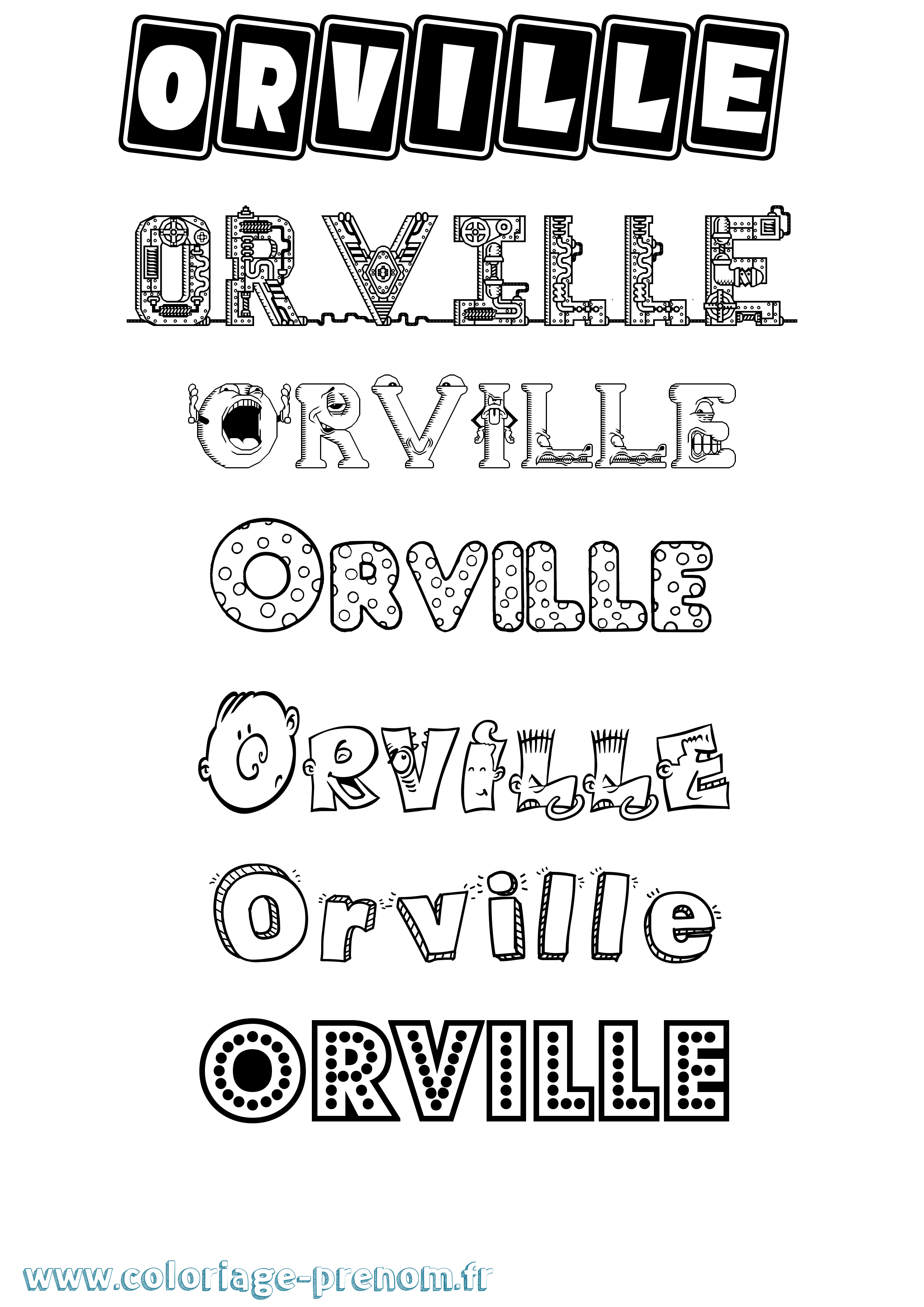 Coloriage Orville Fun Coloriage prénom Orville Fun