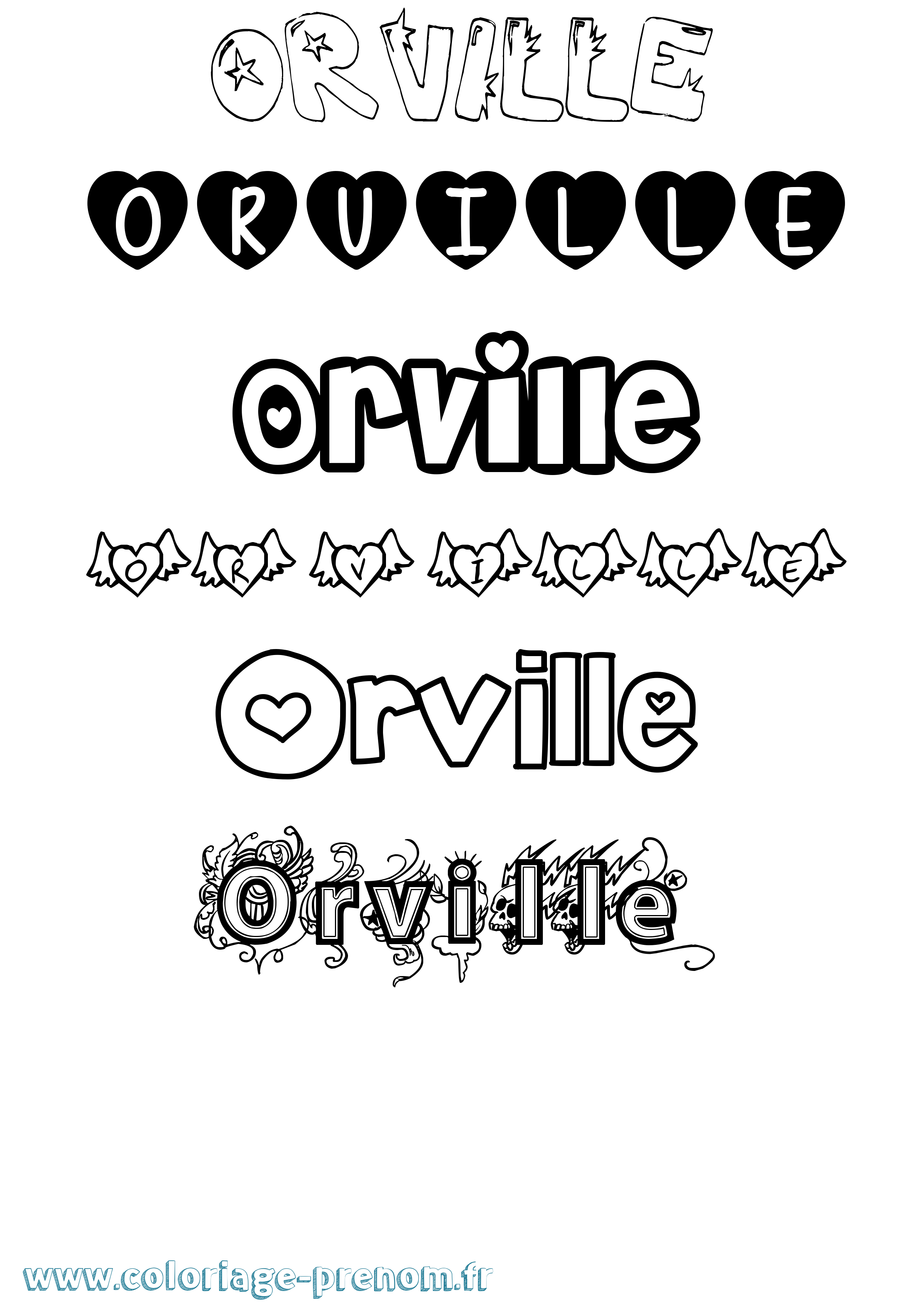 Coloriage Orville Girly Coloriage prénom Orville Girly