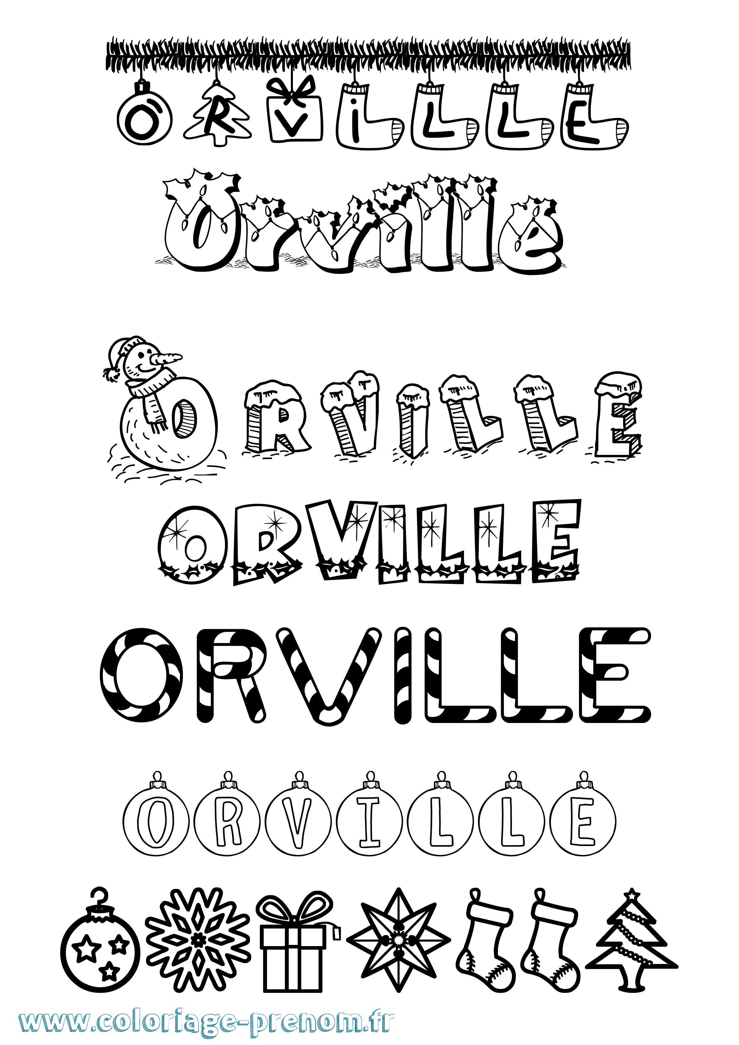 Coloriage Orville Noël Coloriage prénom Orville Noël