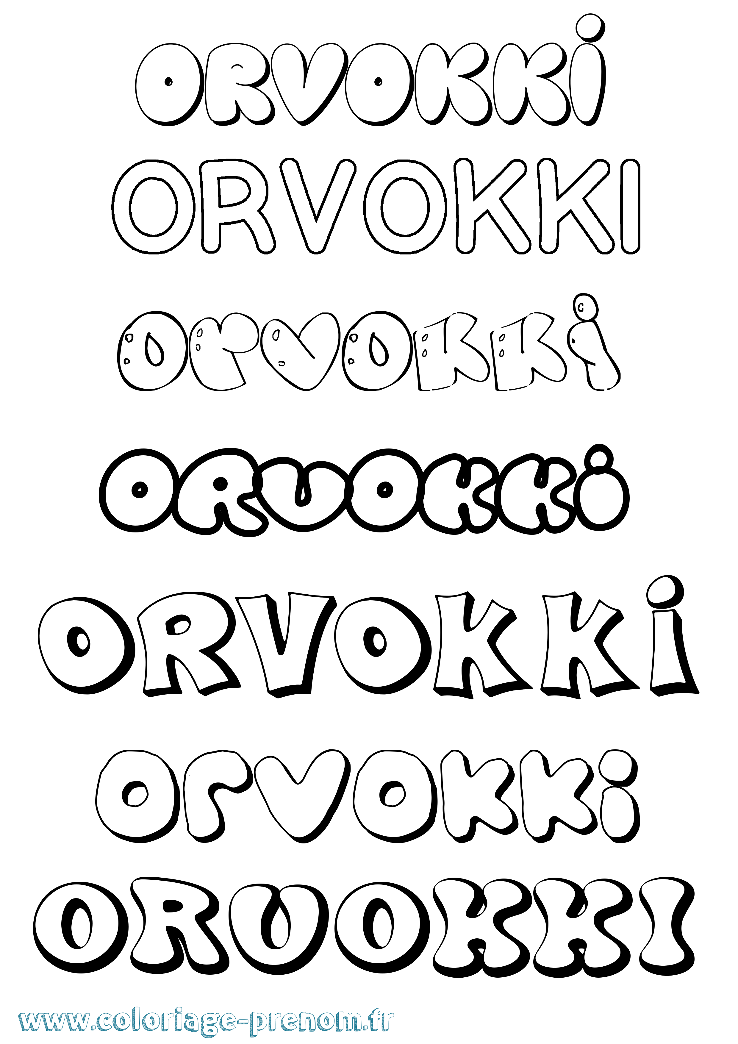 Coloriage Orvokki Bubble Coloriage prénom Orvokki Bubble