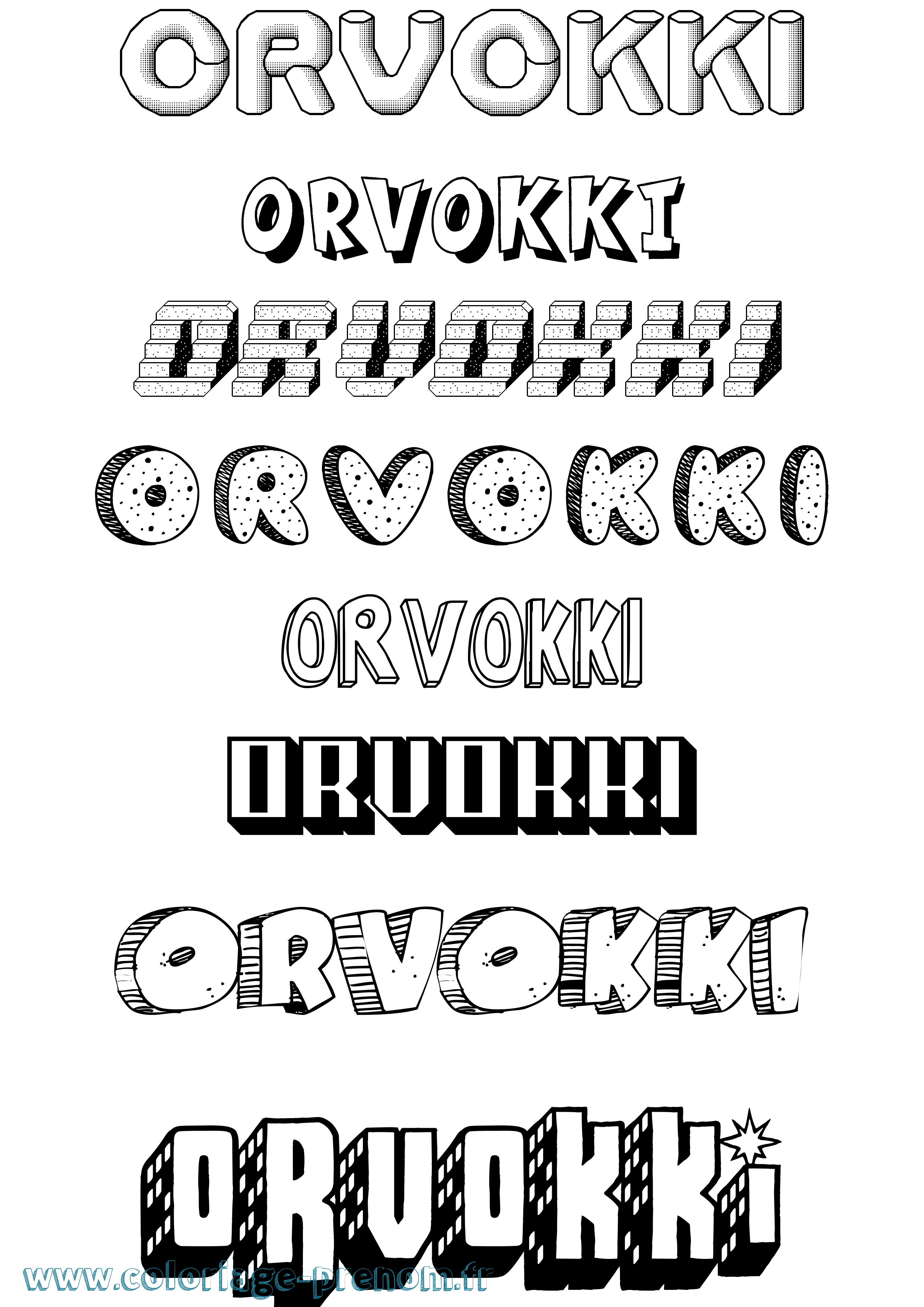 Coloriage Orvokki Effet 3D Coloriage prénom Orvokki Effet 3D