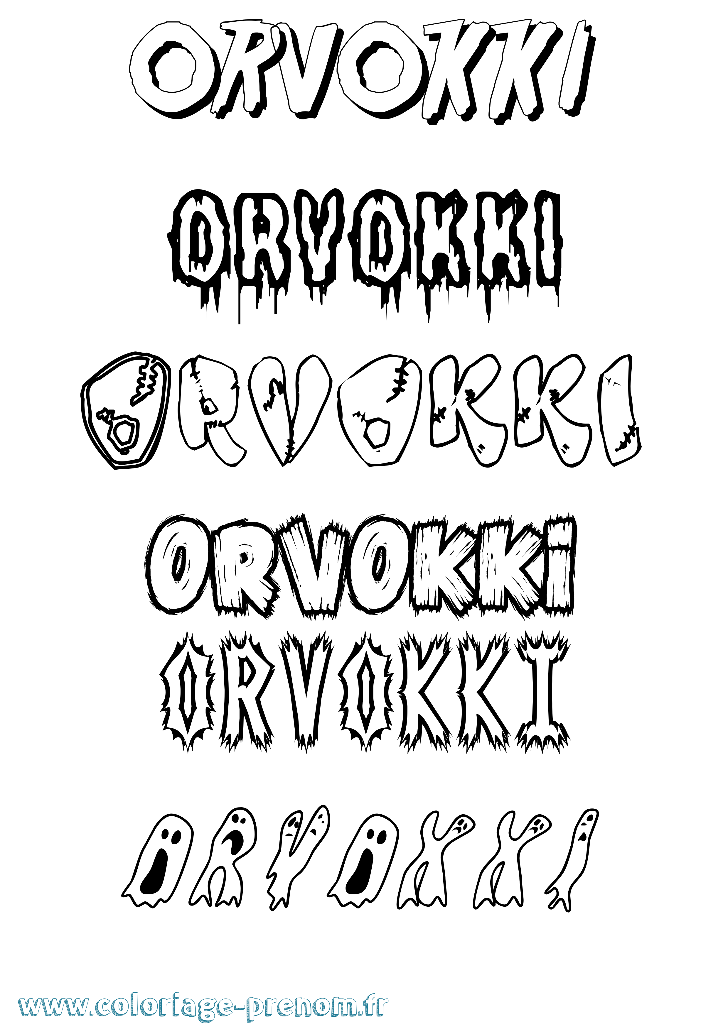 Coloriage Orvokki Frisson Coloriage prénom Orvokki Frisson