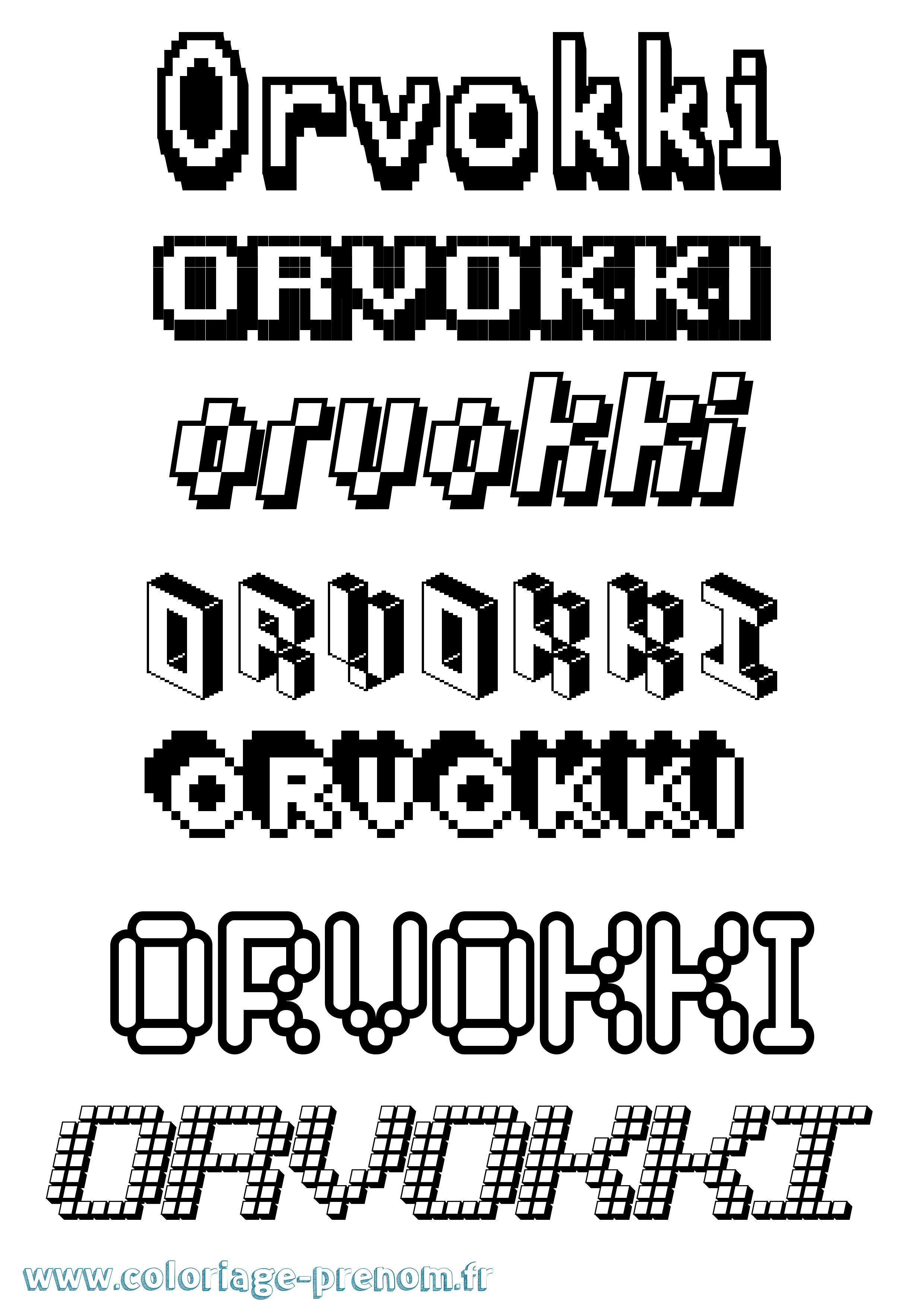 Coloriage Orvokki Pixel Coloriage prénom Orvokki Pixel