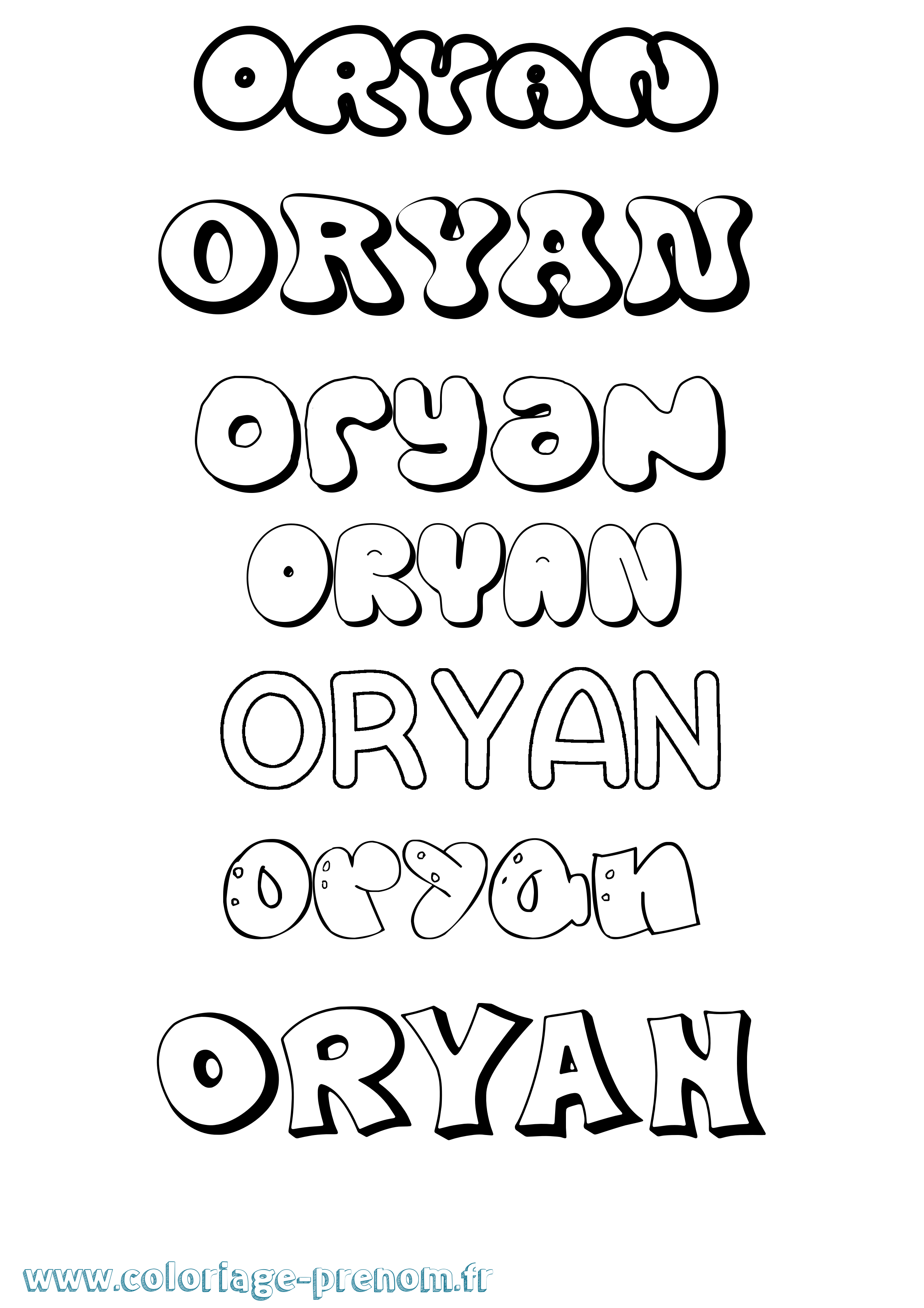 Coloriage Oryan Bubble Coloriage prénom Oryan Bubble