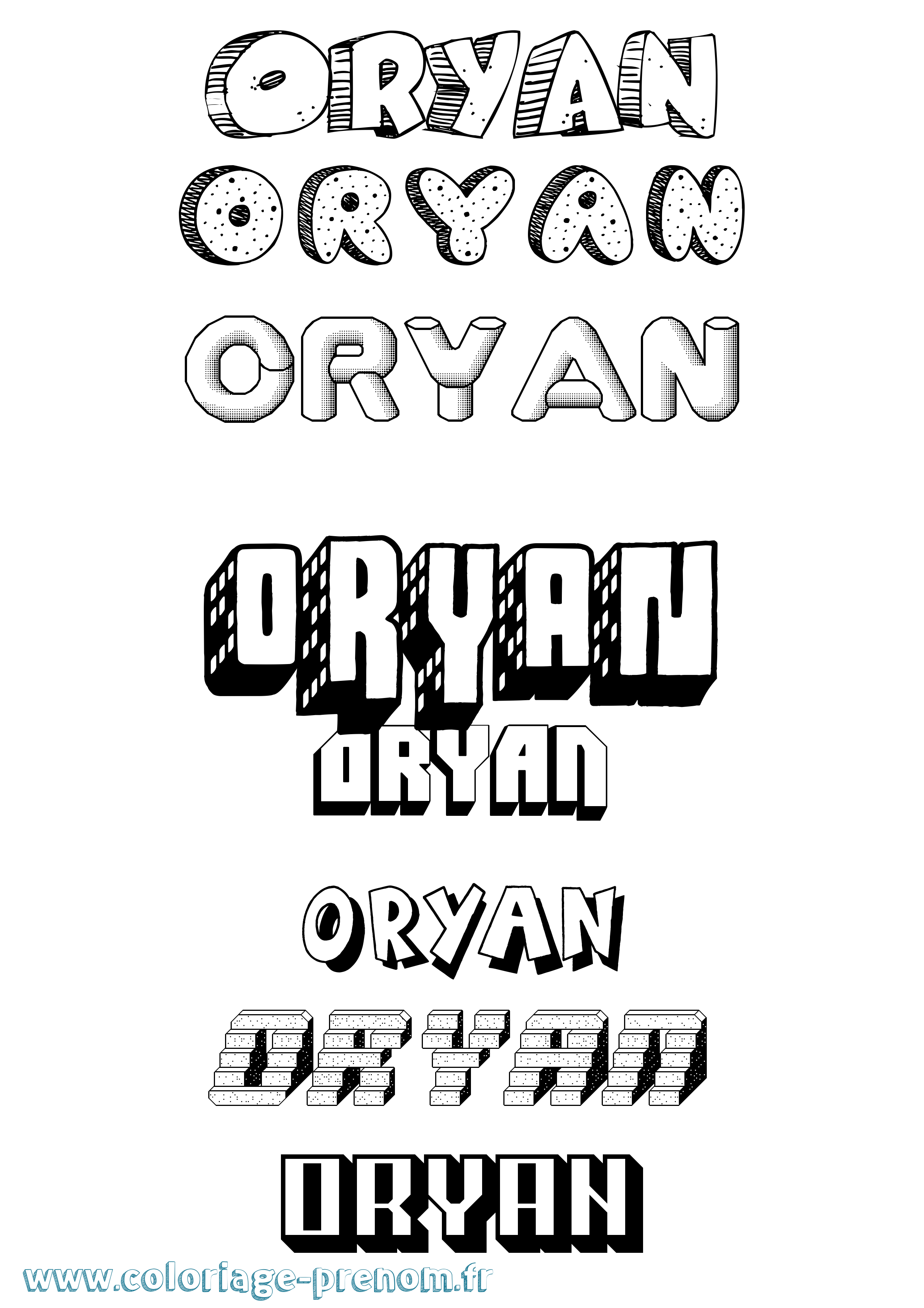 Coloriage Oryan Effet 3D Coloriage prénom Oryan Effet 3D