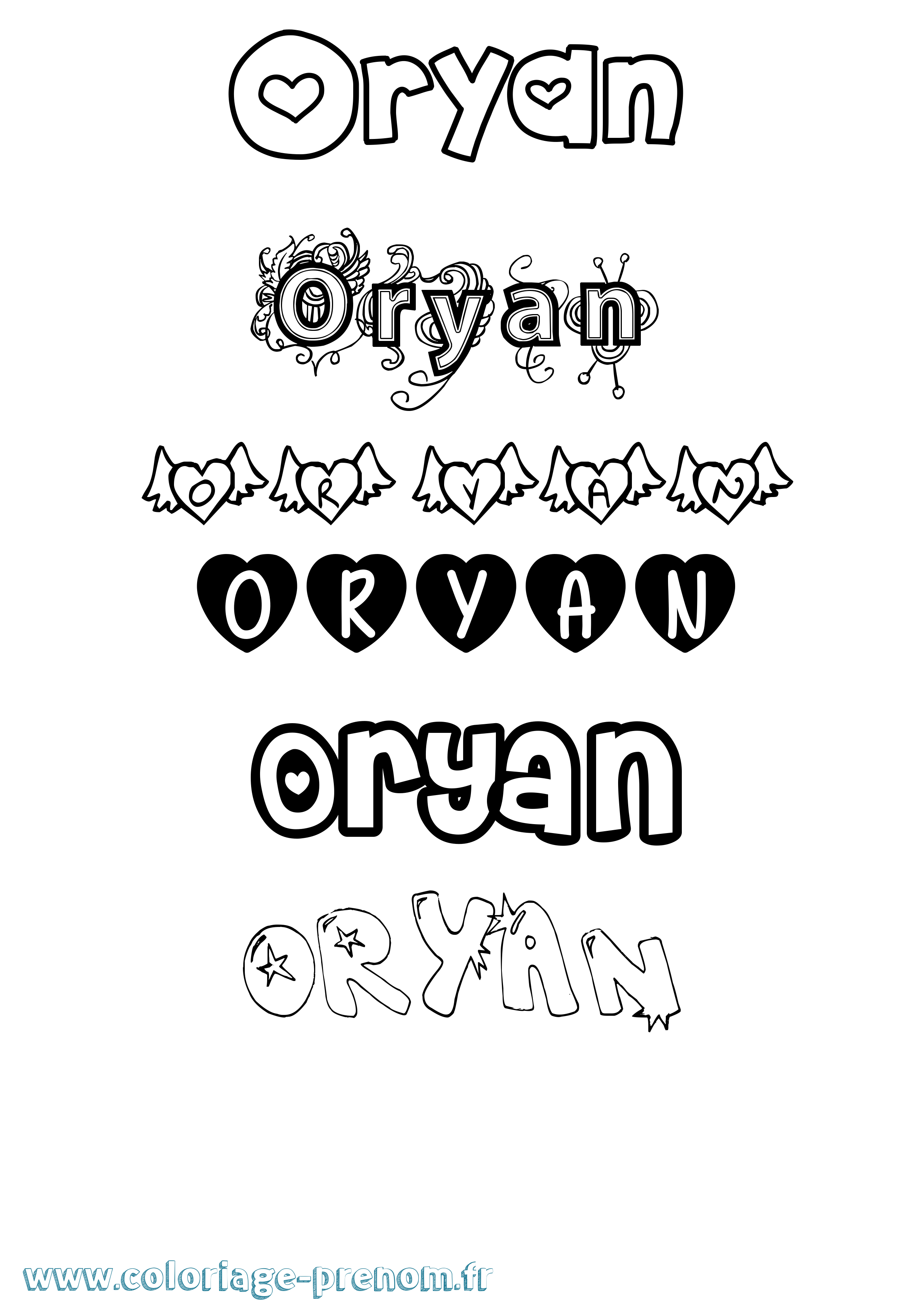 Coloriage Oryan Girly Coloriage prénom Oryan Girly