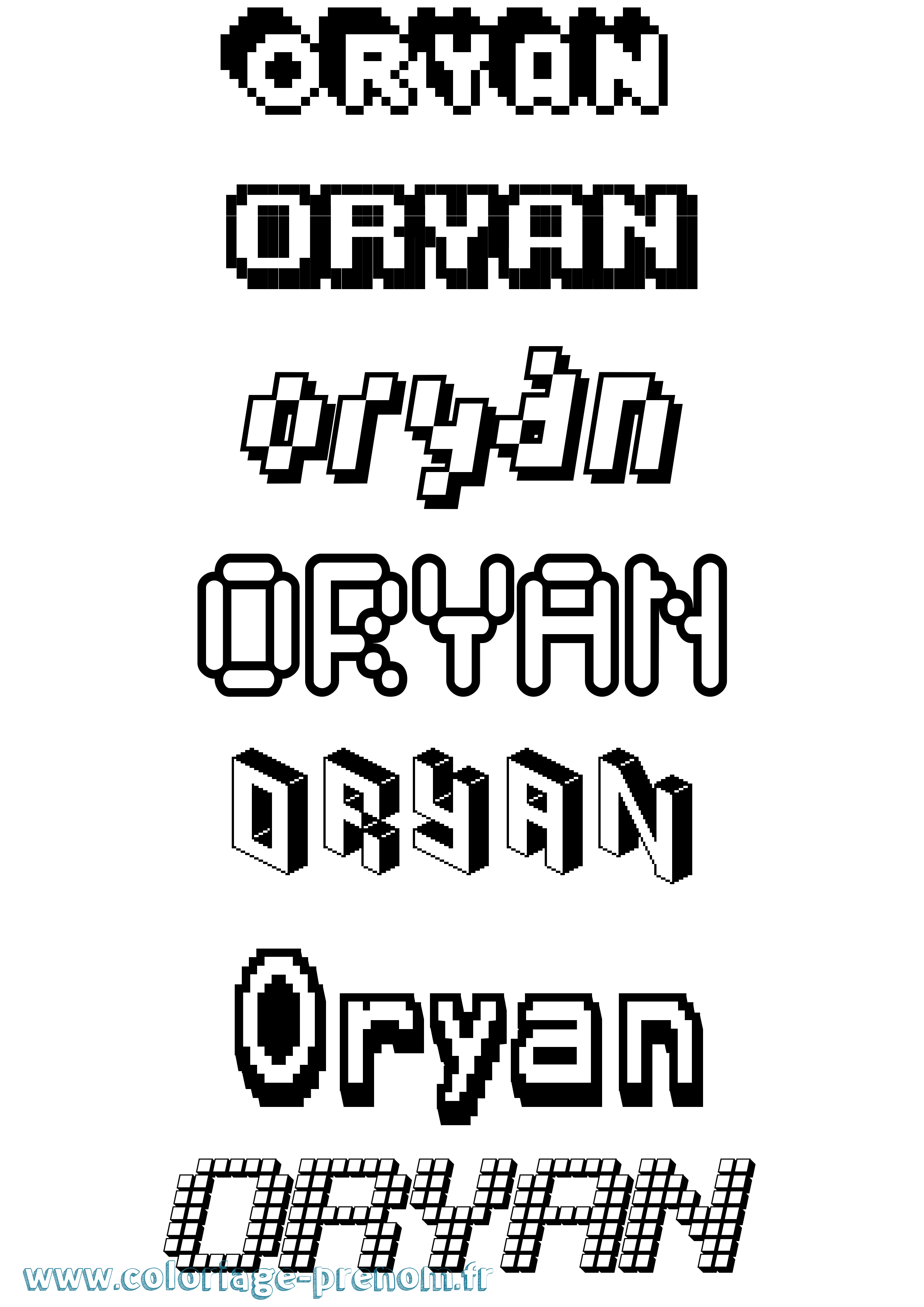 Coloriage Oryan Pixel Coloriage prénom Oryan Pixel