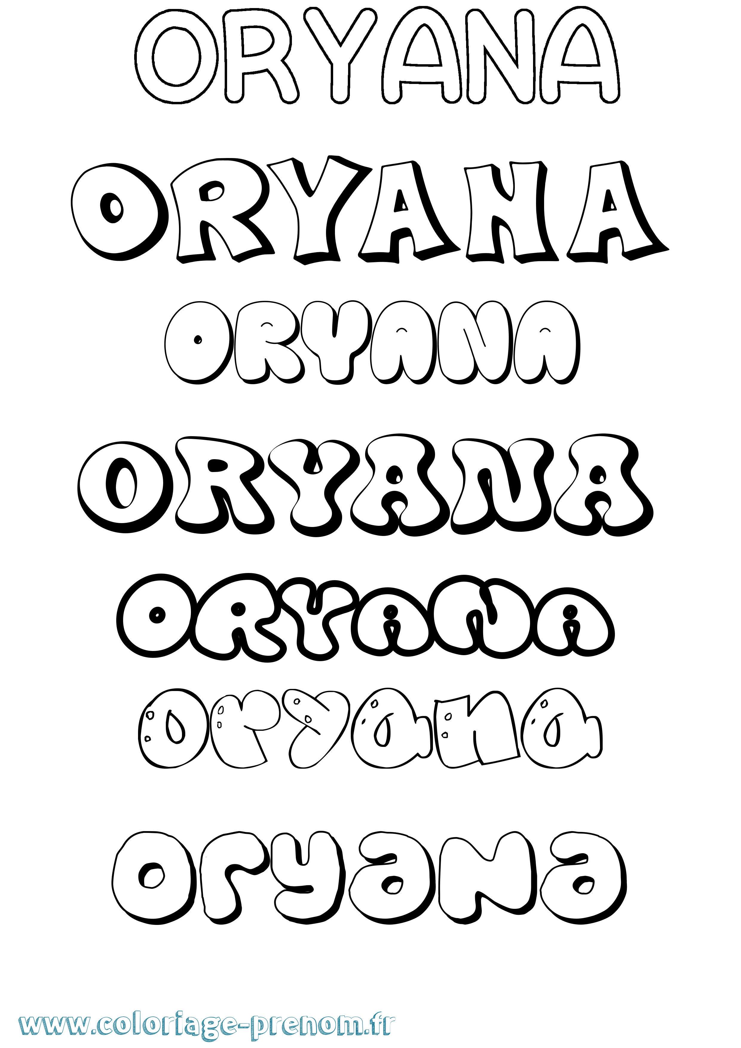 Coloriage Oryana Bubble Coloriage prénom Oryana Bubble