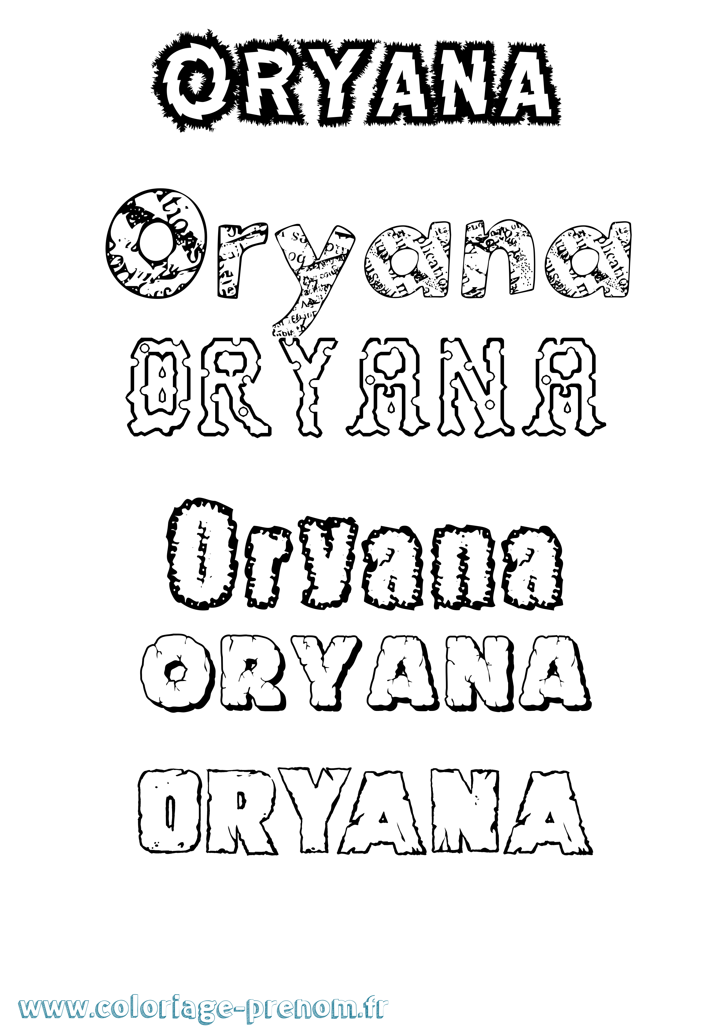 Coloriage Oryana Destructuré Coloriage prénom Oryana Destructuré