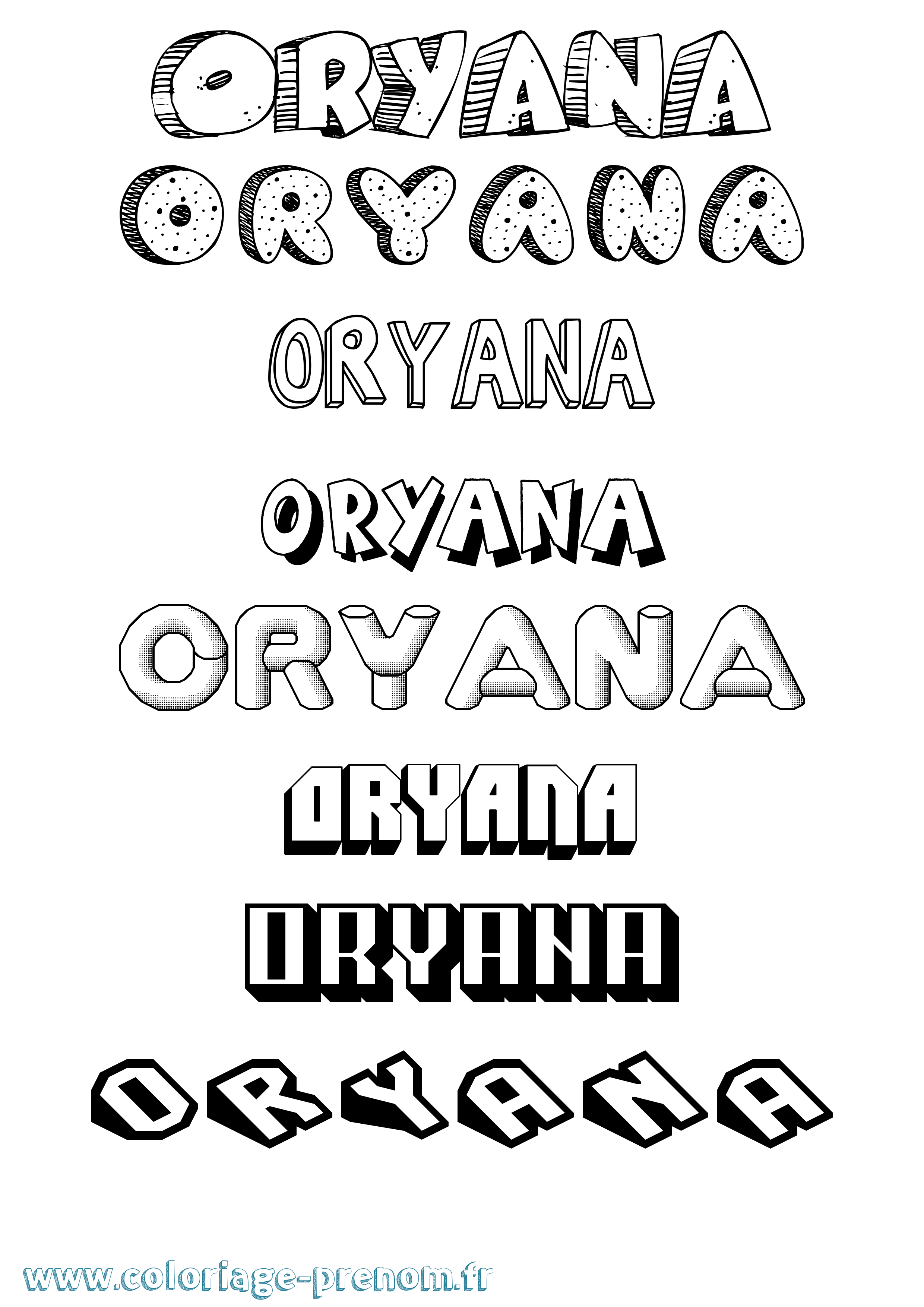 Coloriage Oryana Effet 3D Coloriage prénom Oryana Effet 3D
