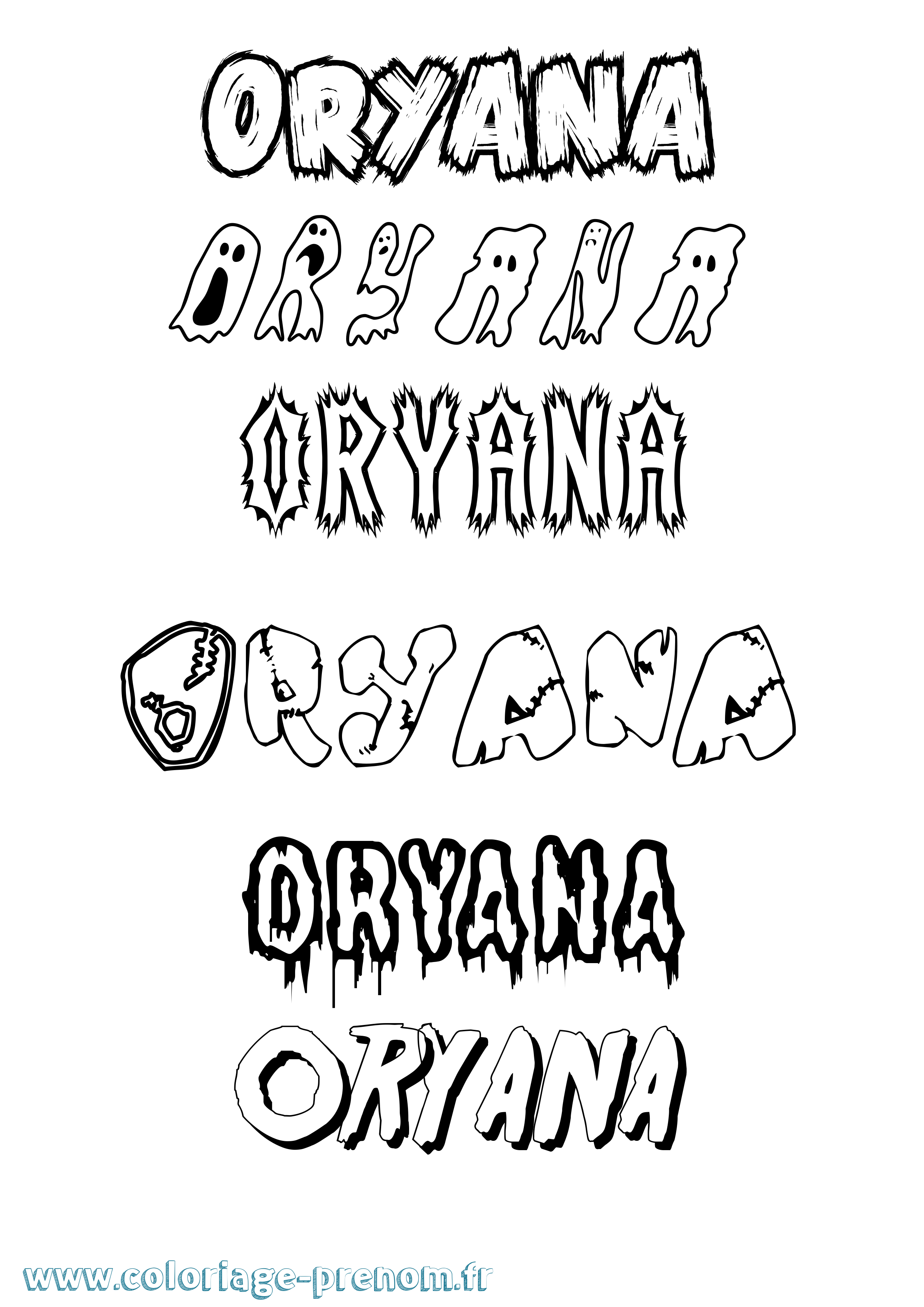 Coloriage Oryana Frisson Coloriage prénom Oryana Frisson