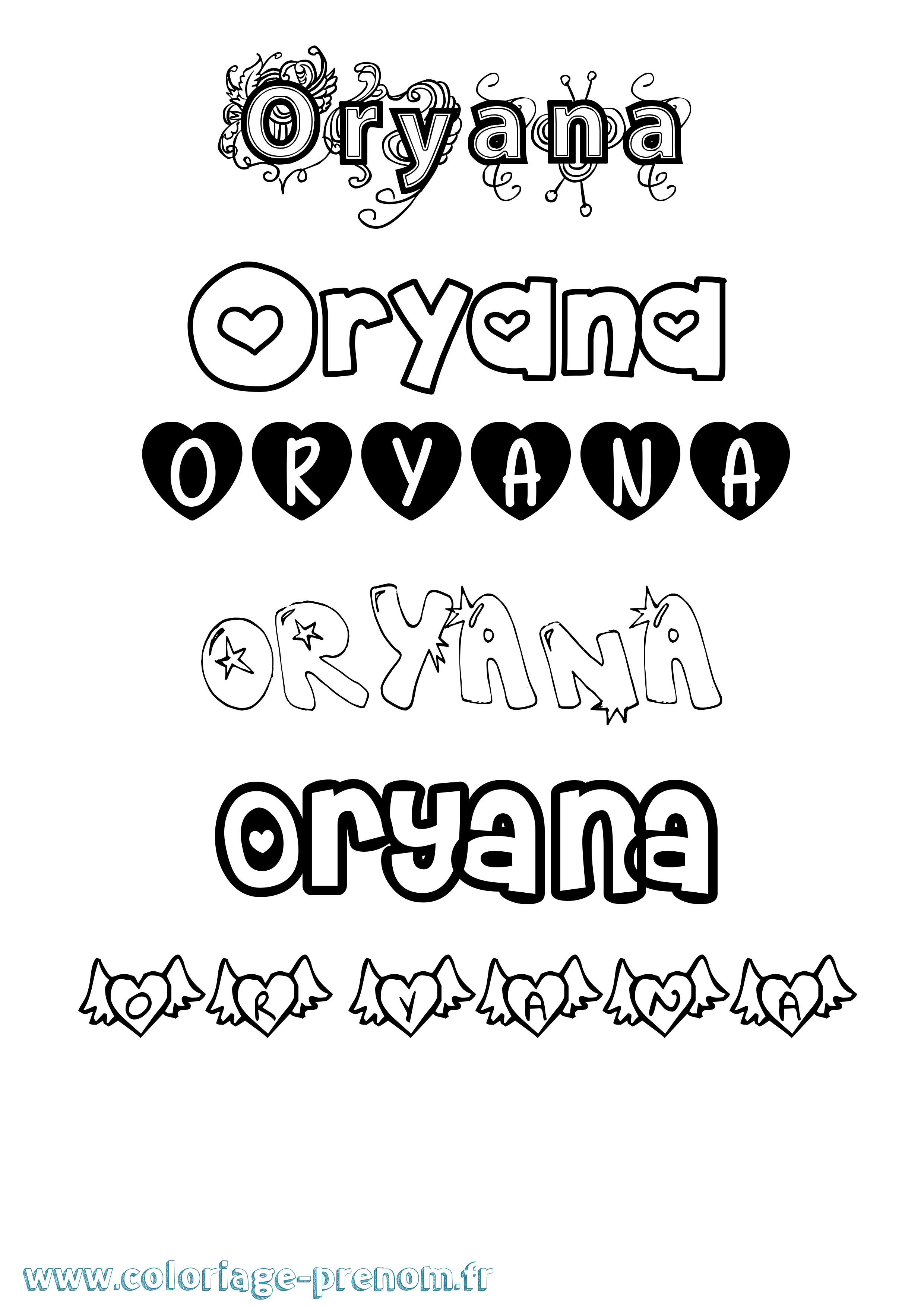 Coloriage Oryana Girly Coloriage prénom Oryana Girly