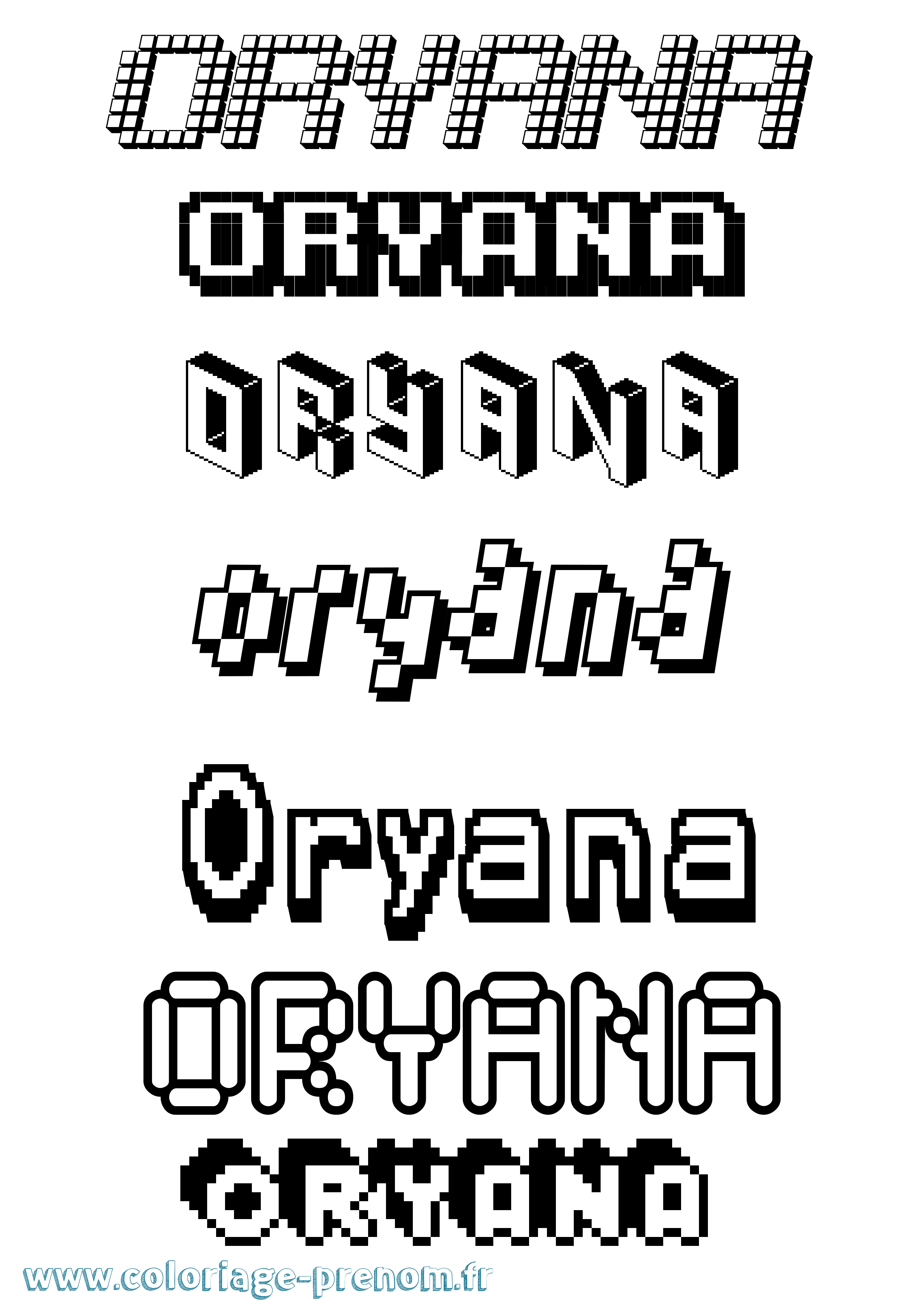 Coloriage Oryana Pixel Coloriage prénom Oryana Pixel