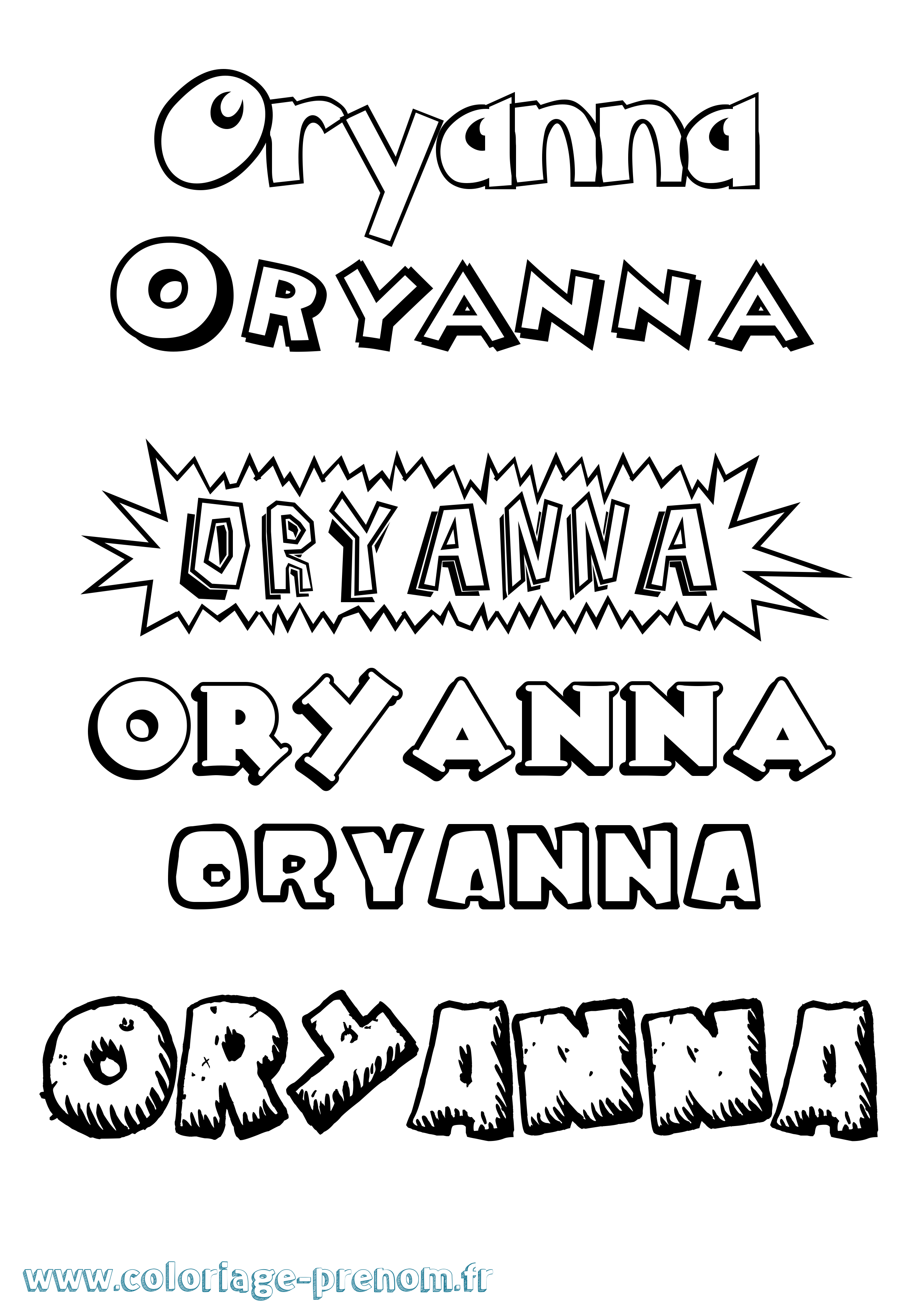 Coloriage Oryanna Dessin Animé Coloriage prénom Oryanna Dessin Animé