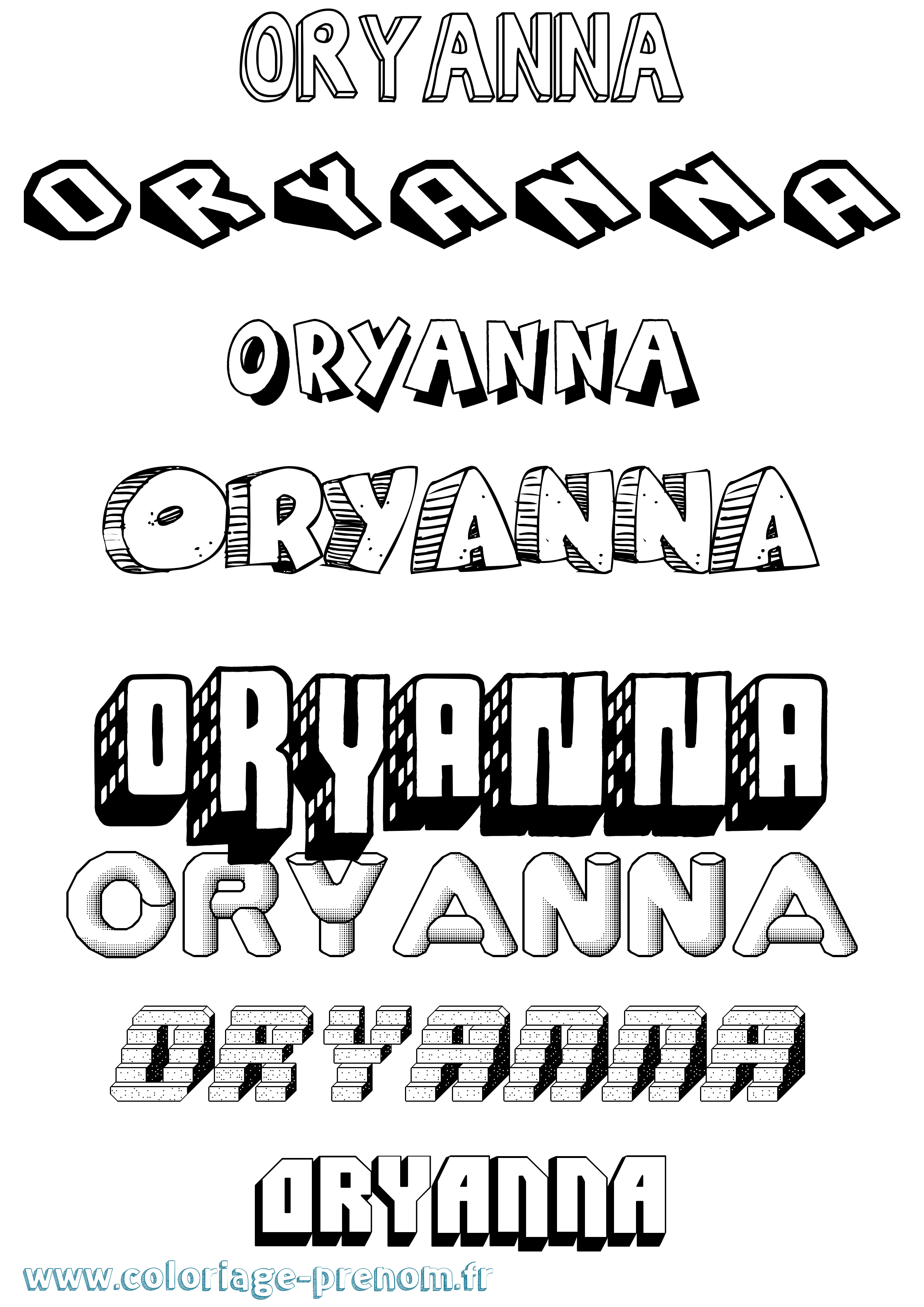 Coloriage Oryanna Effet 3D Coloriage prénom Oryanna Effet 3D
