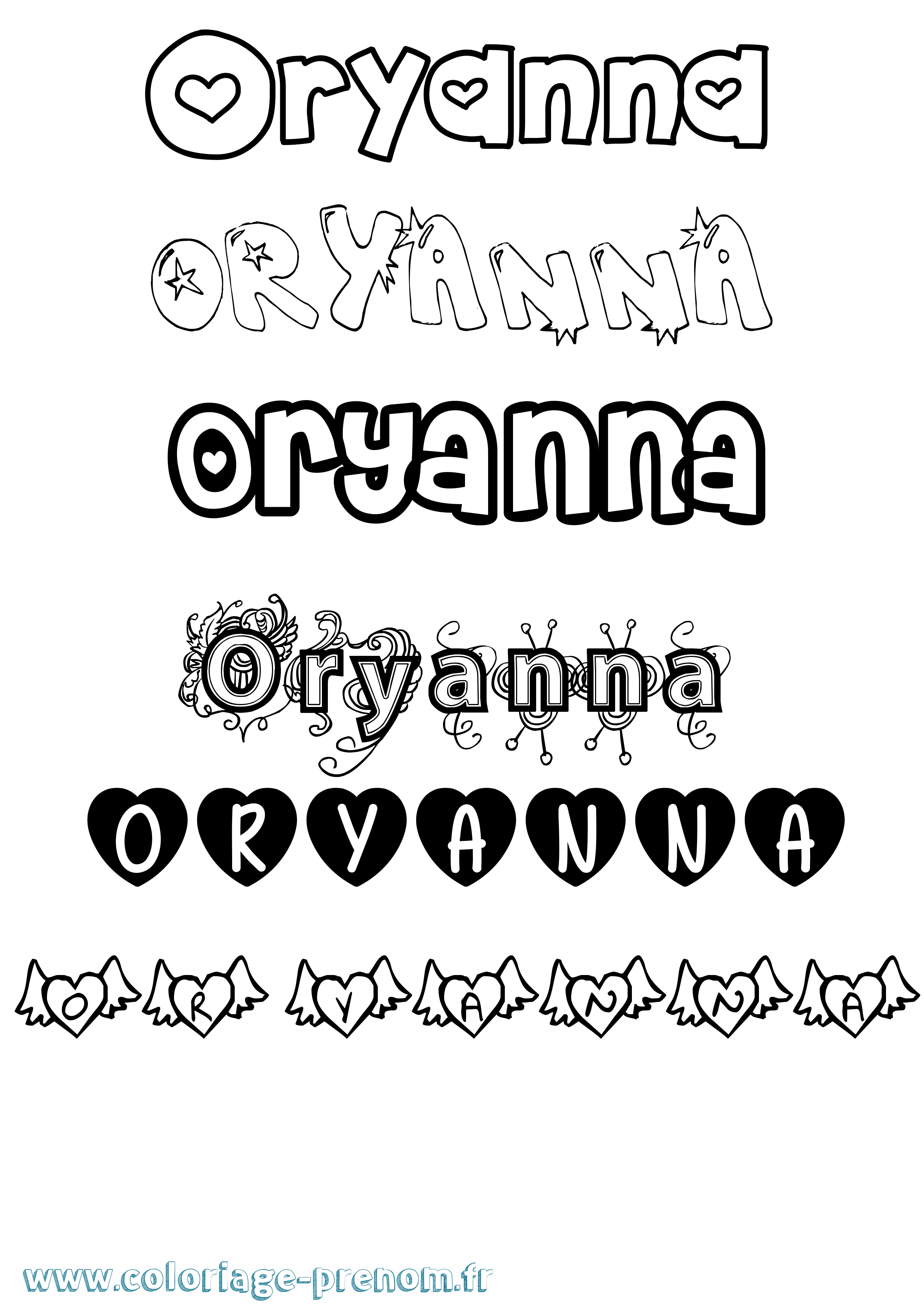 Coloriage Oryanna Girly Coloriage prénom Oryanna Girly