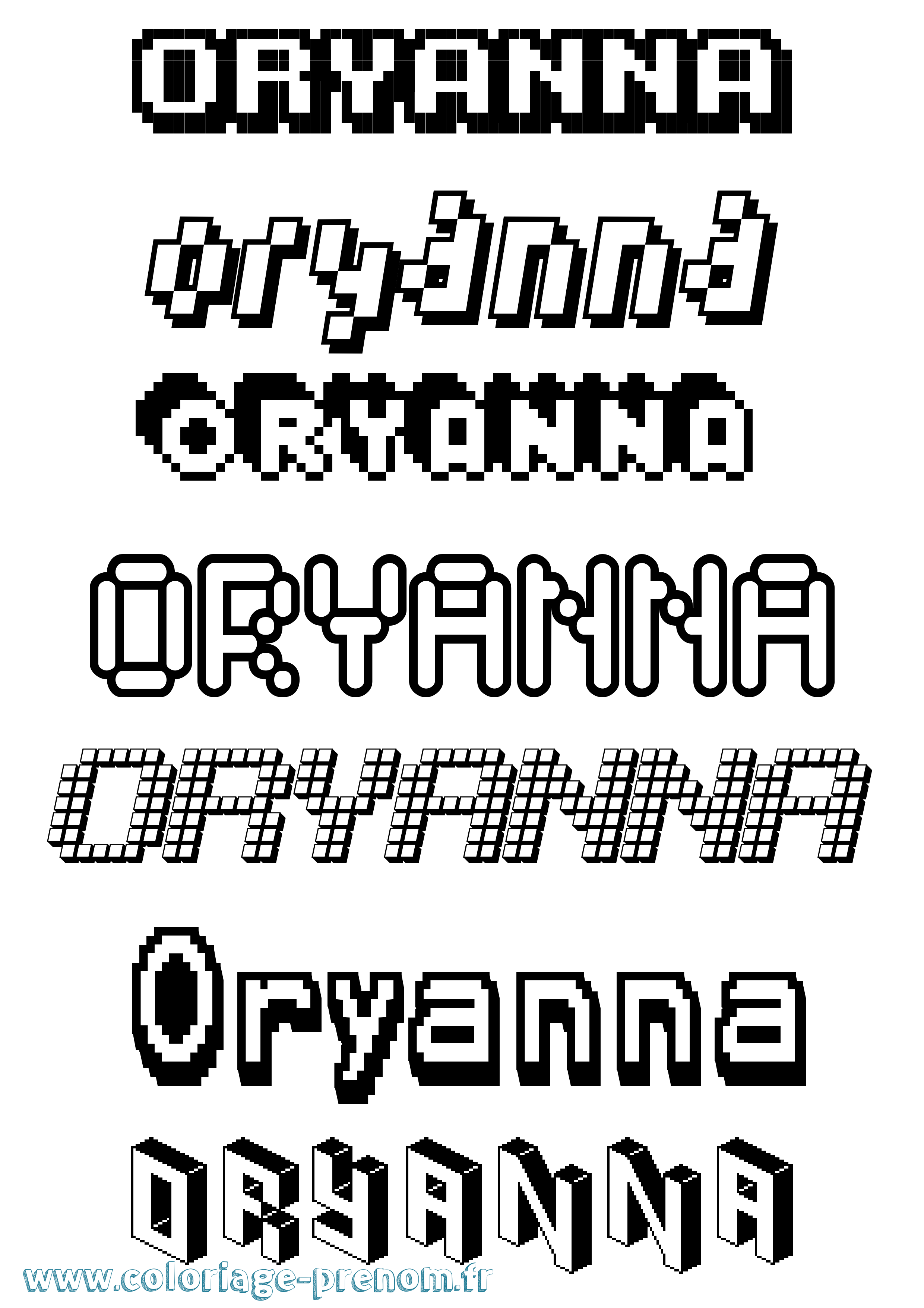 Coloriage Oryanna Pixel Coloriage prénom Oryanna Pixel
