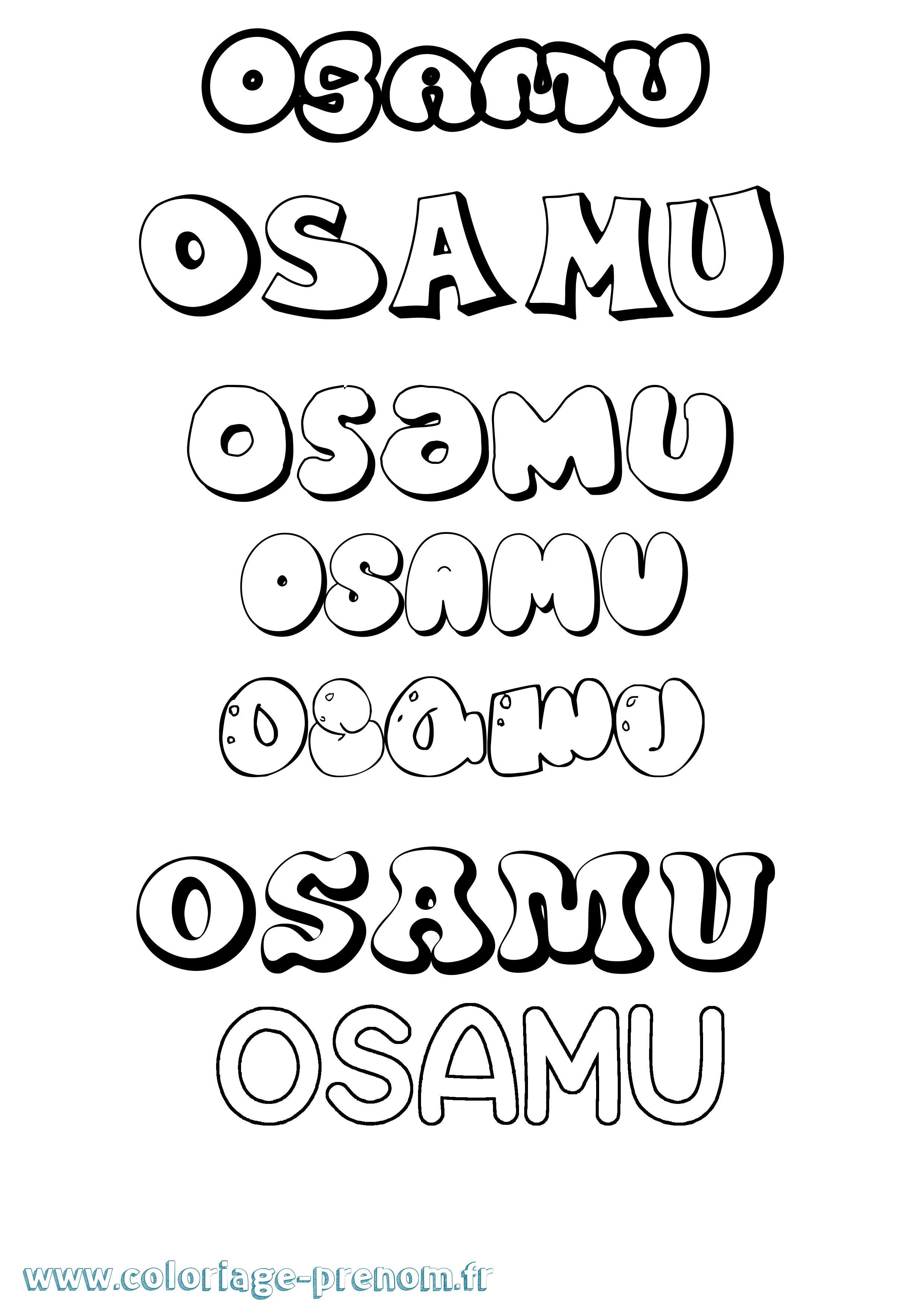 Coloriage Osamu Bubble Coloriage prénom Osamu Bubble