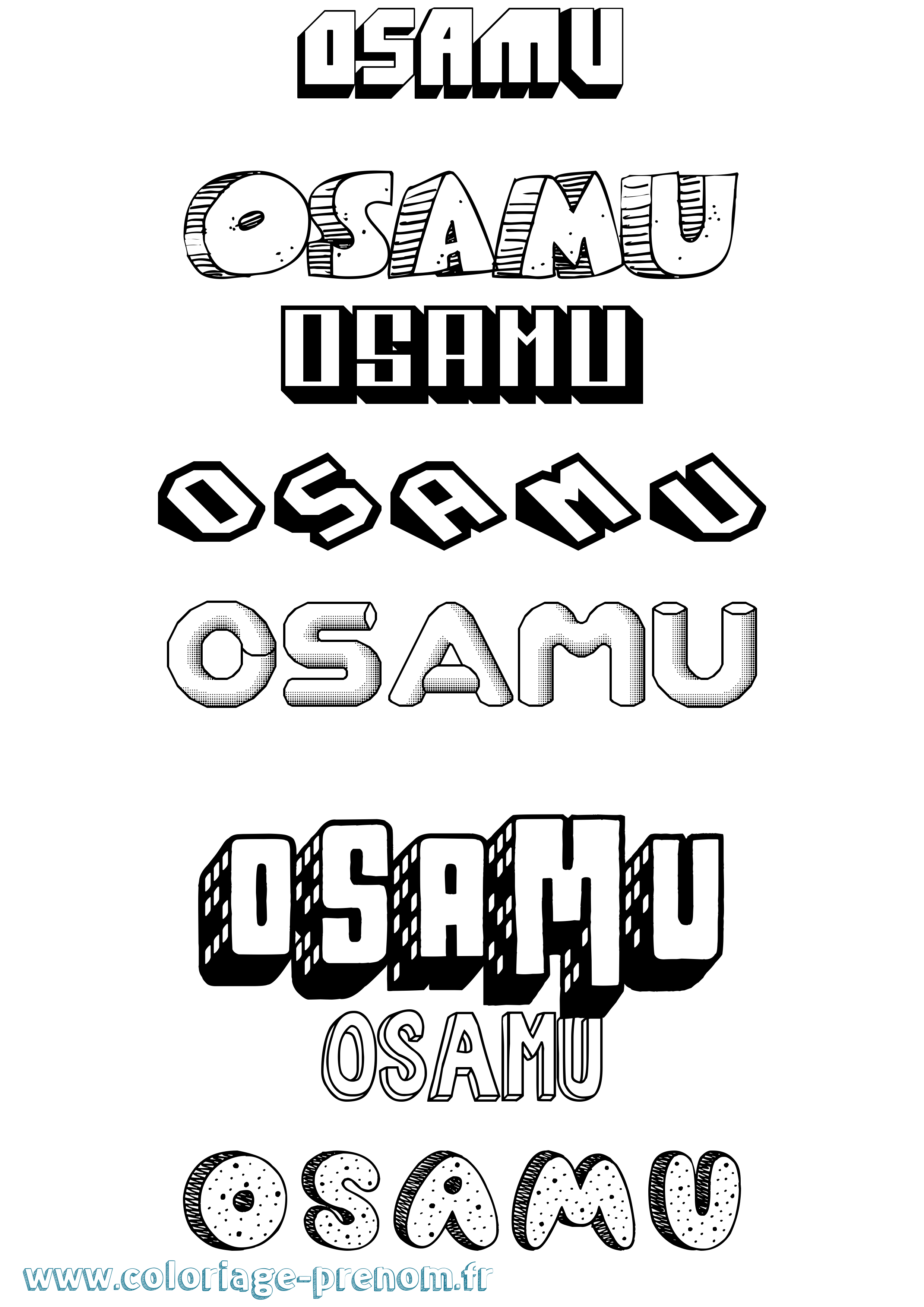 Coloriage Osamu Effet 3D Coloriage prénom Osamu Effet 3D