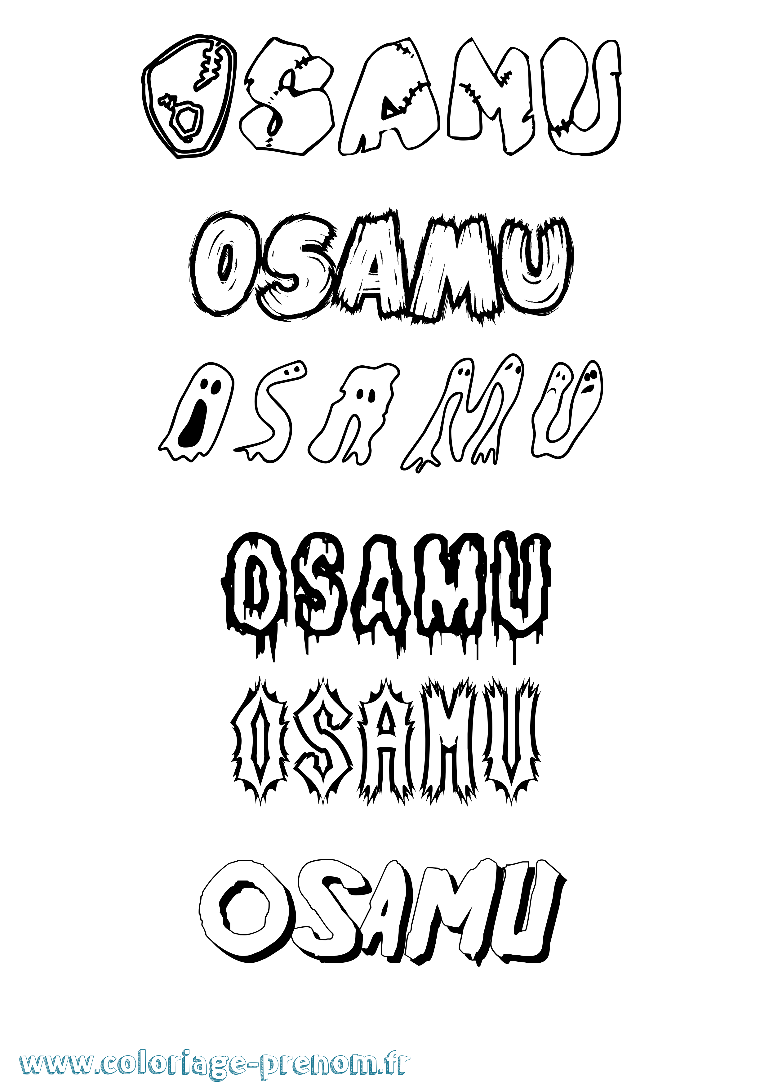Coloriage Osamu Frisson Coloriage prénom Osamu Frisson