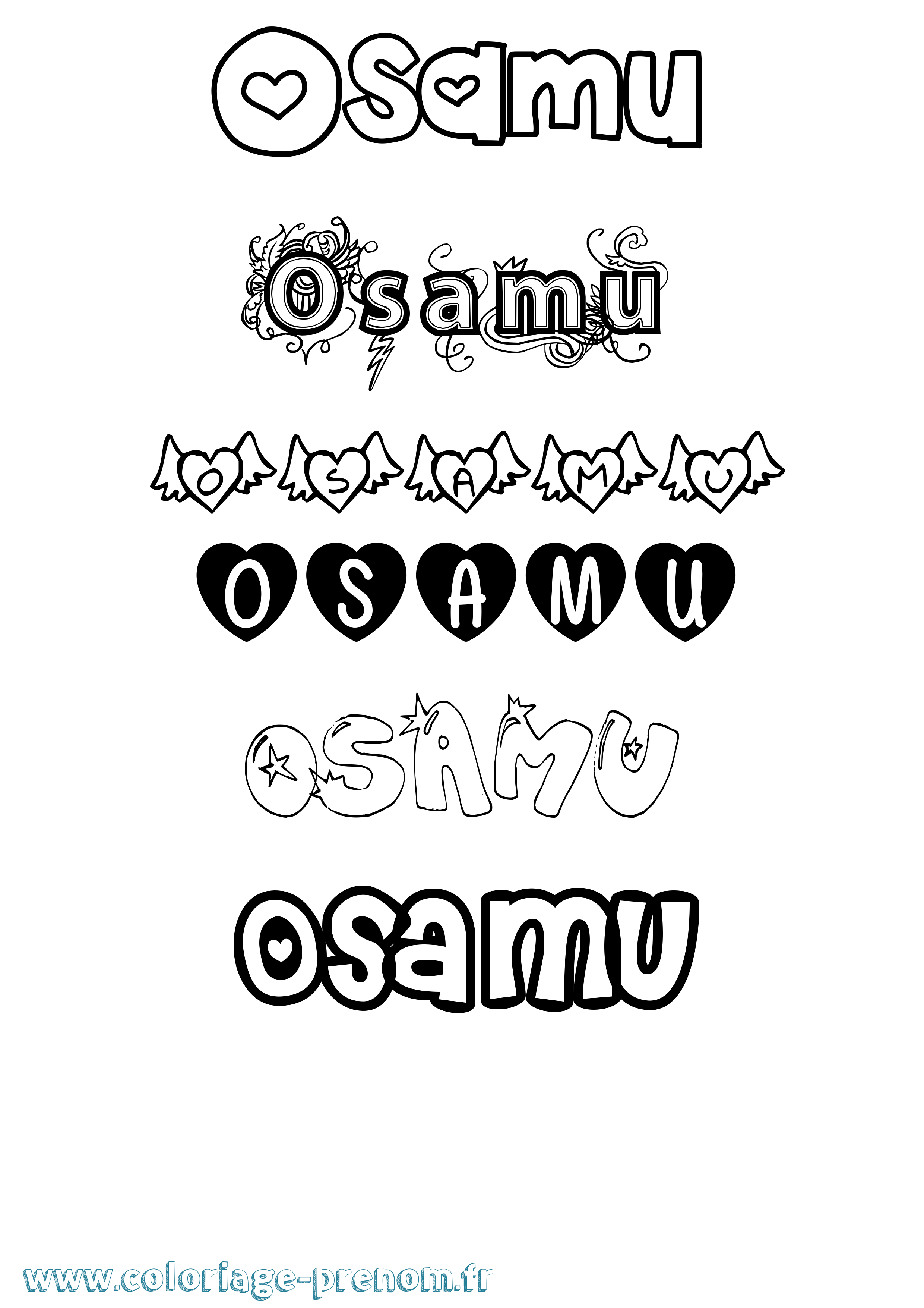 Coloriage Osamu Girly Coloriage prénom Osamu Girly