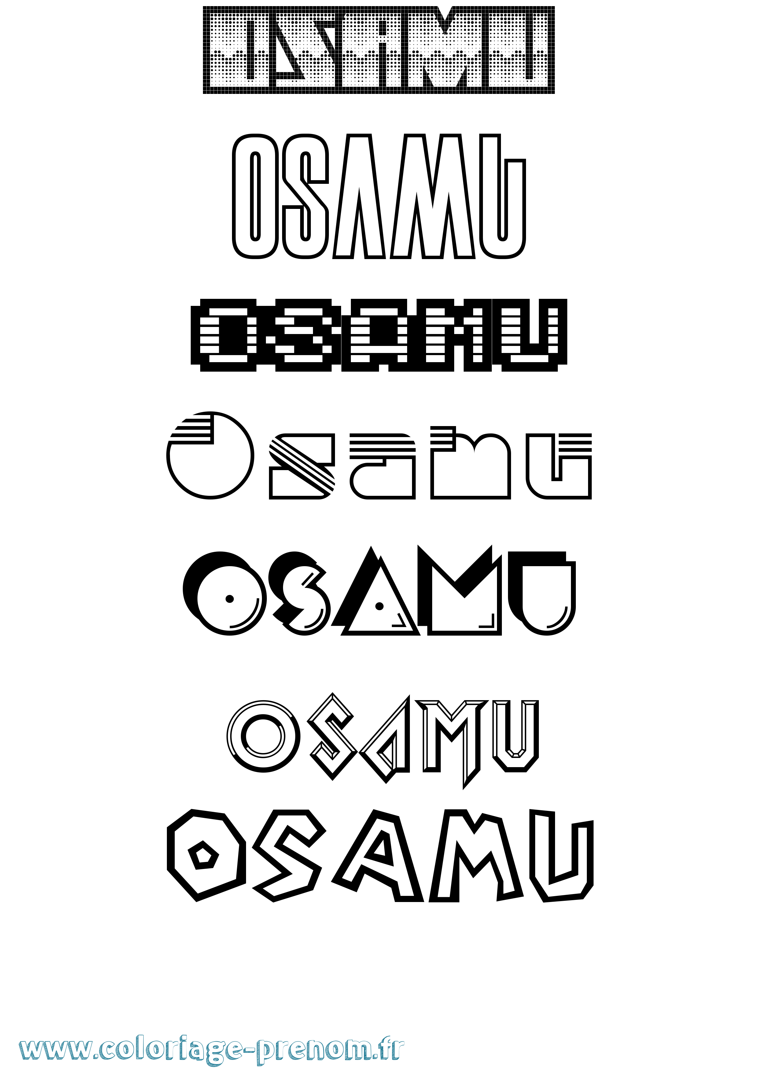 Coloriage Osamu Jeux Vidéos Coloriage prénom Osamu Jeux Vidéos